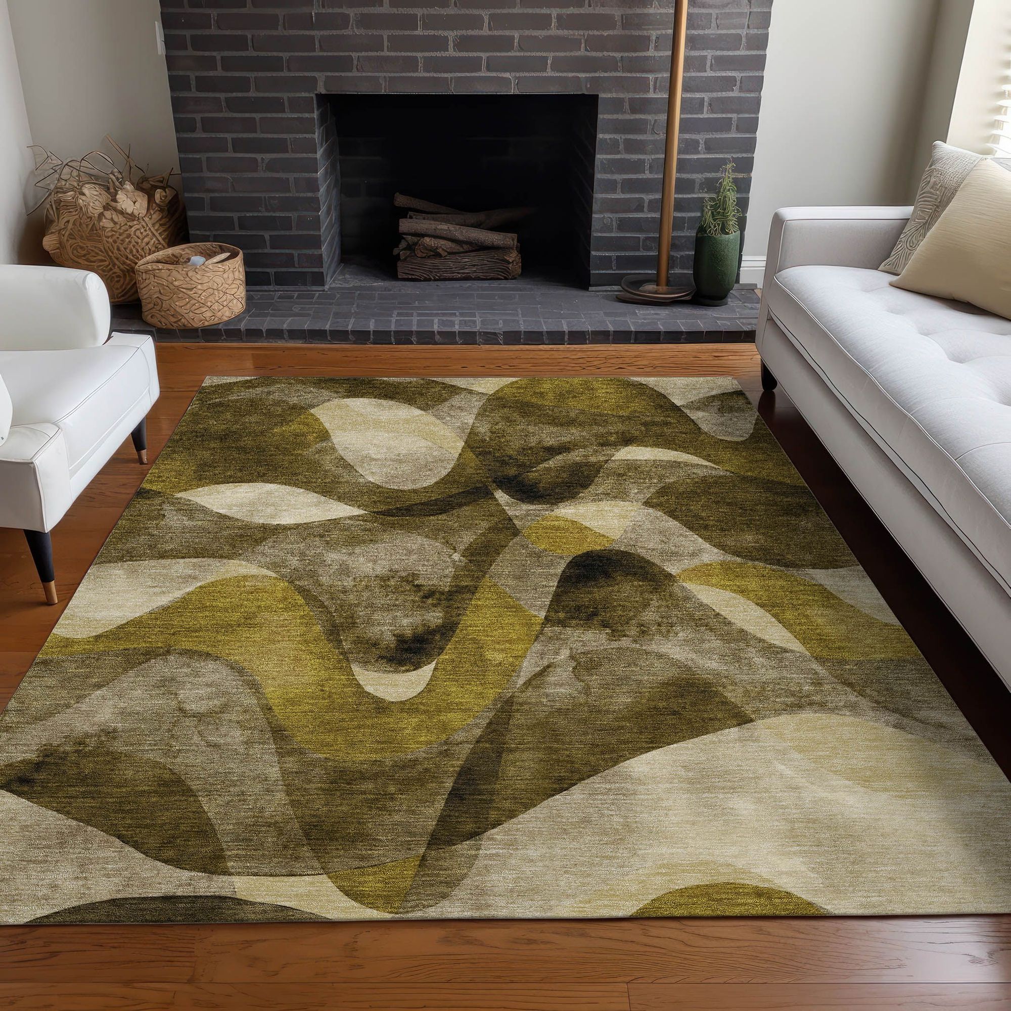 Machine Made ACN536 Coffee Brown Rugs