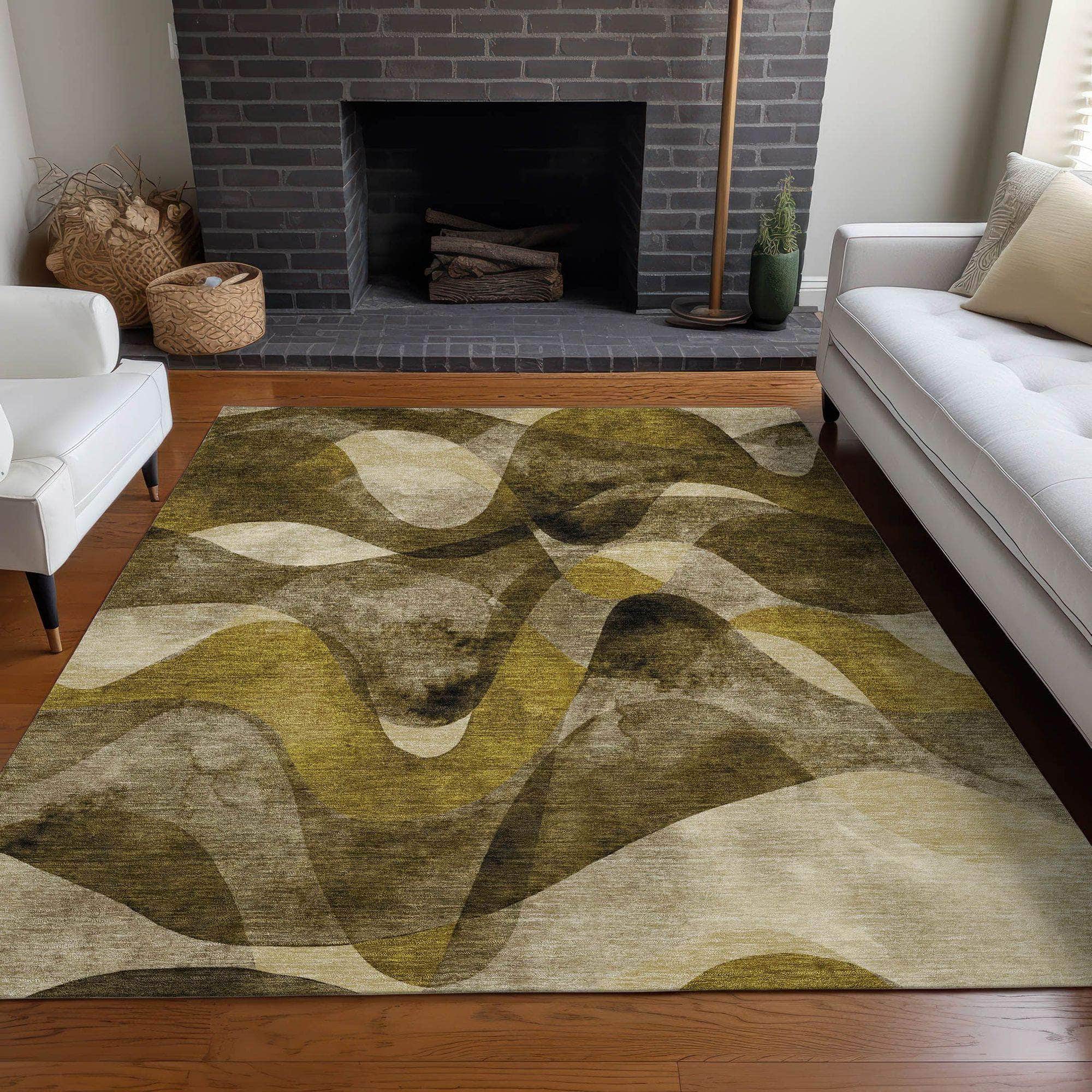 Machine Made ACN536 Coffee Brown Rugs