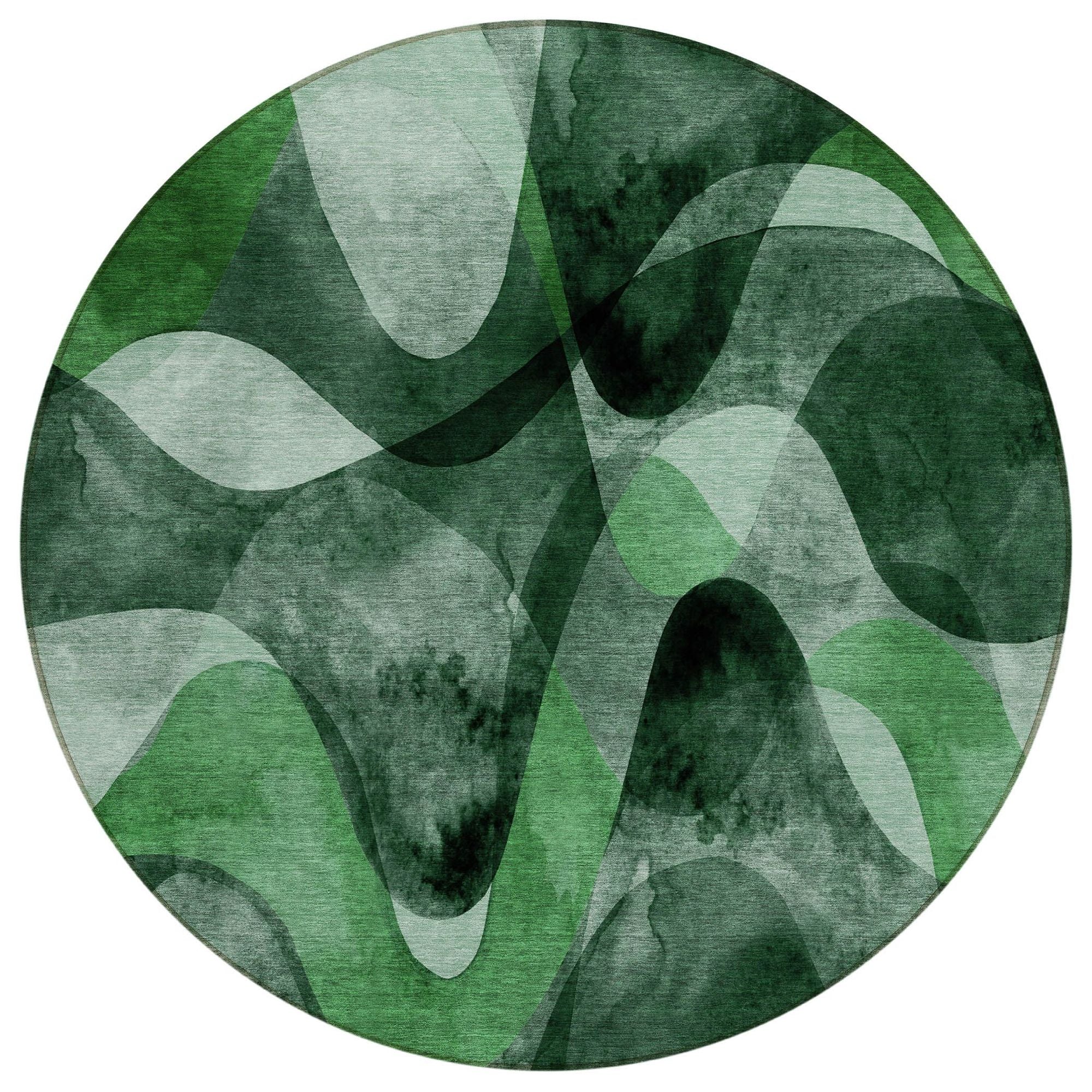 Machine Washable Fern Green Rug - Indoor / Outdoor - Kids / Pet Friendly Abstract Print Rug