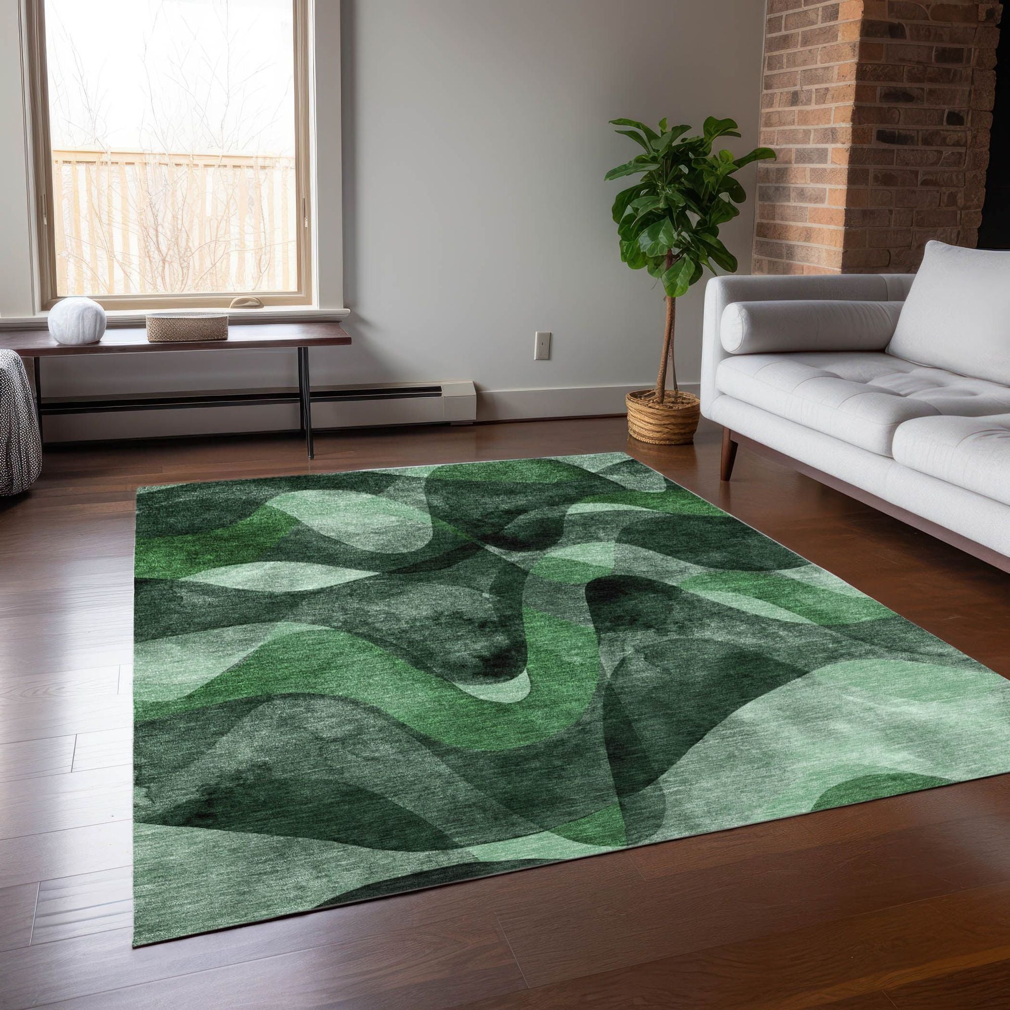 Machine Made ACN536 Fern Green Rugs