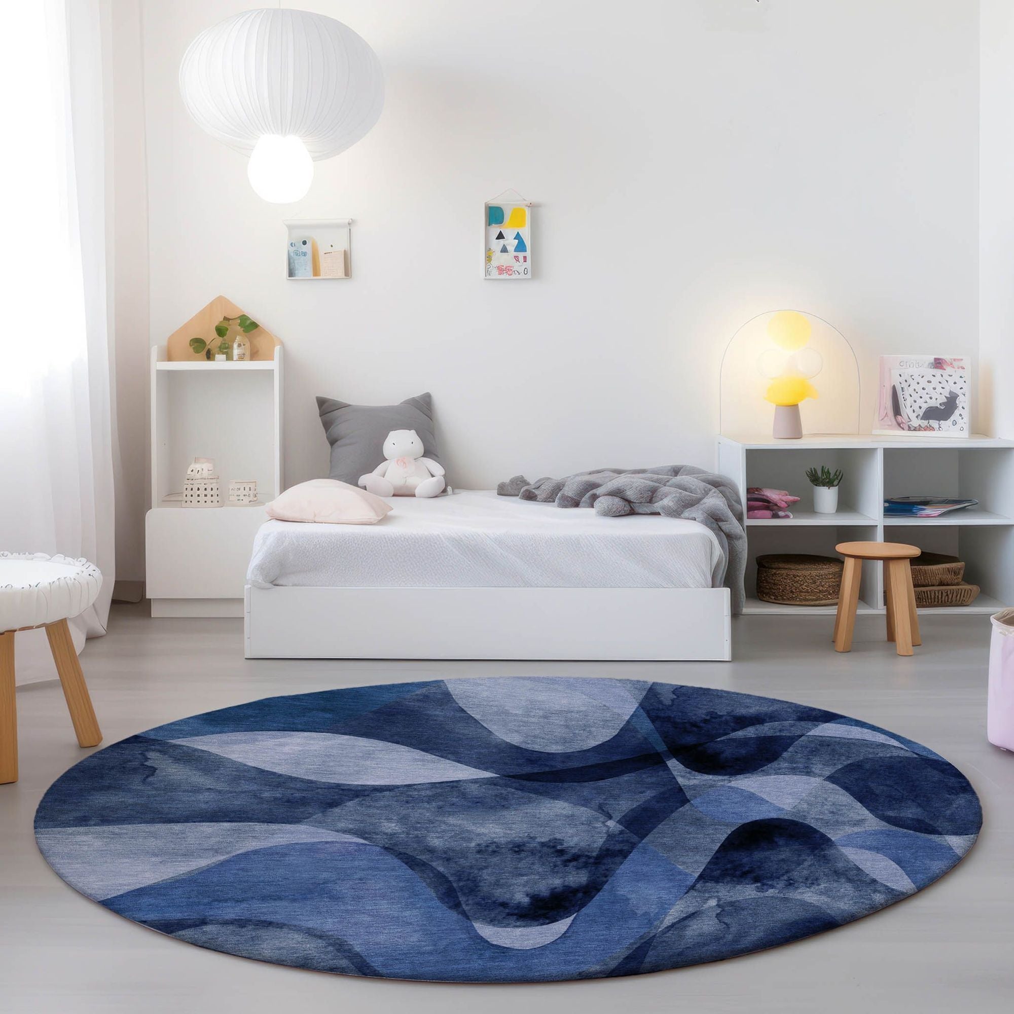 Machine Made ACN536 Navy Blue Rugs