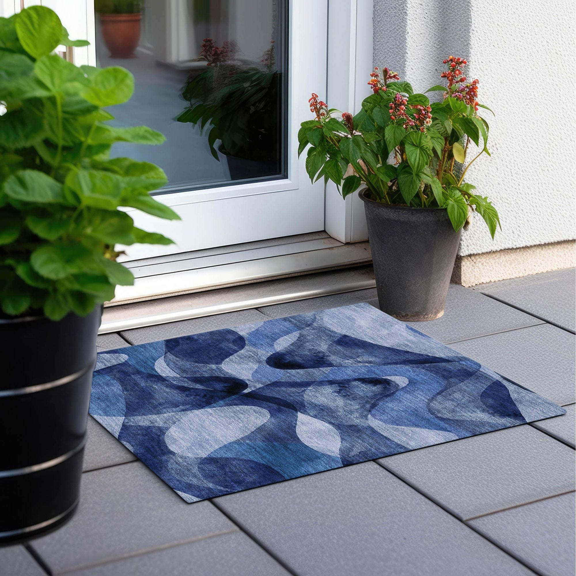 Machine Made ACN536 Navy Blue Rugs