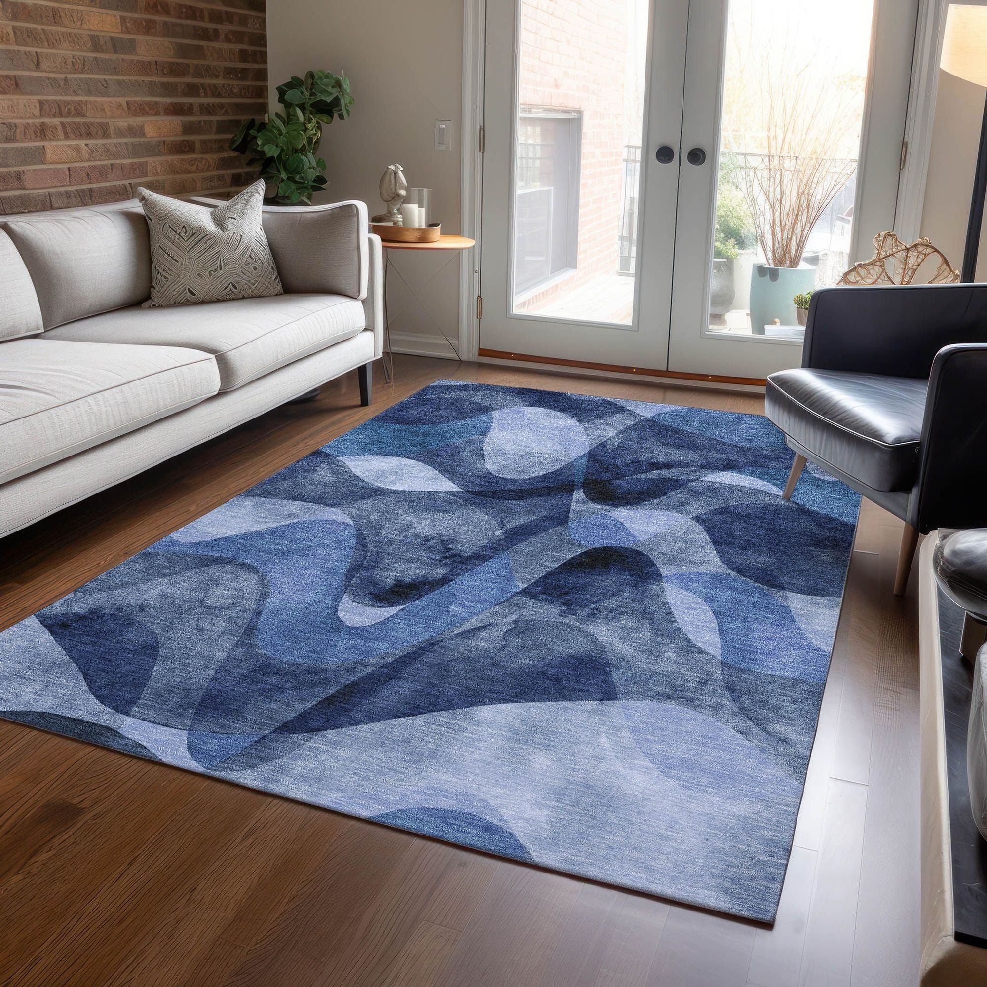 Machine Made ACN536 Navy Blue Rugs