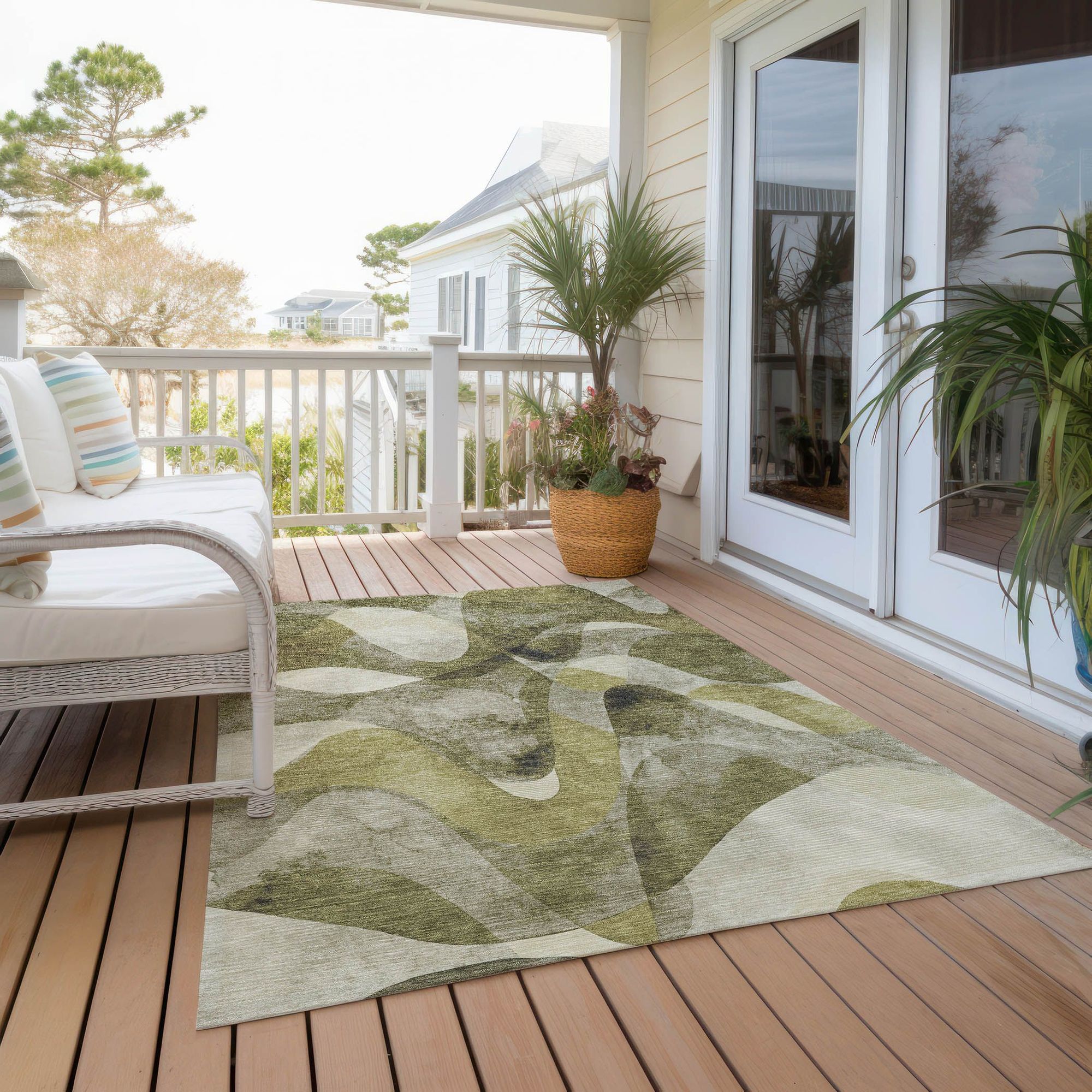 Machine Made ACN536 Olive Green Rugs