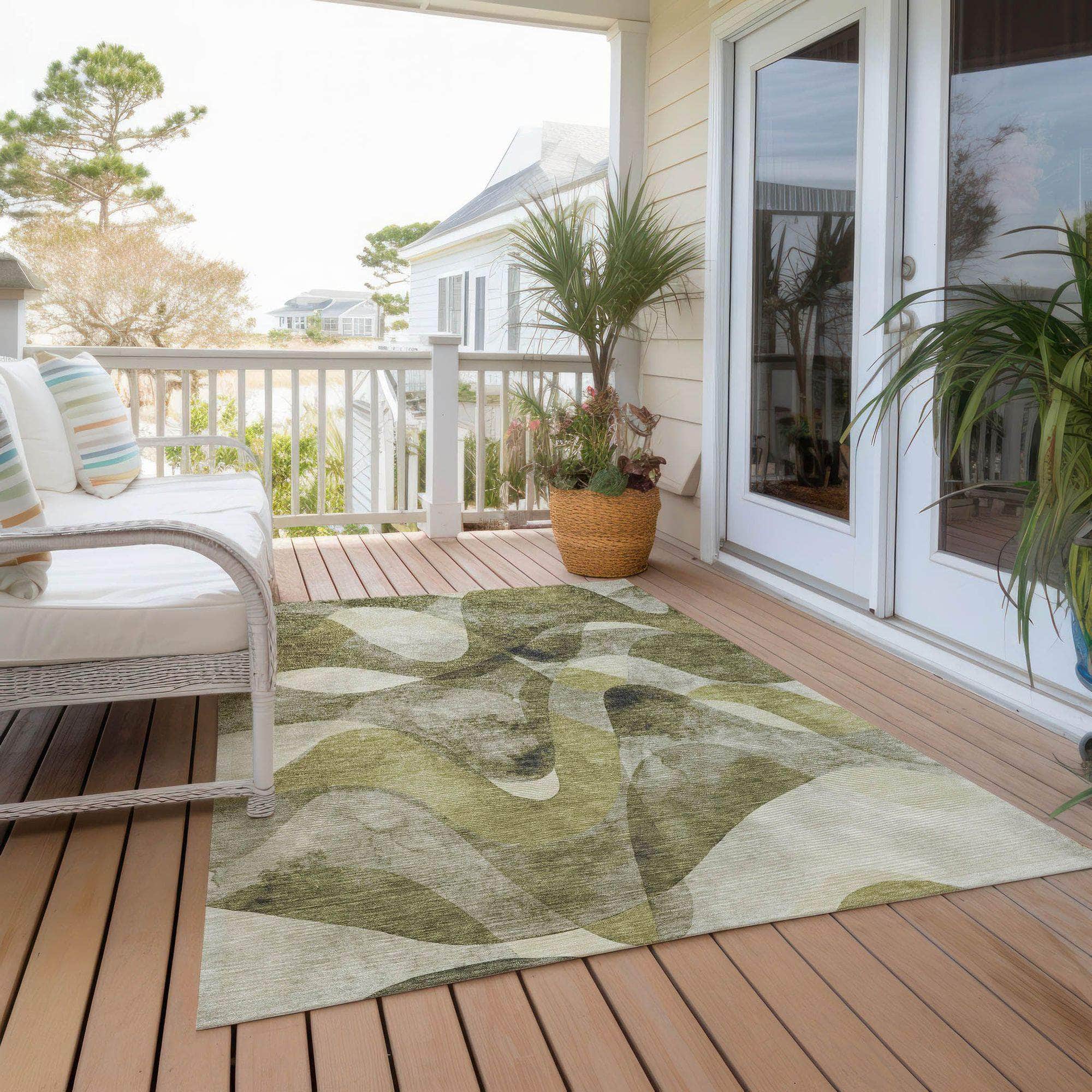 Machine Made ACN536 Olive Green Rugs