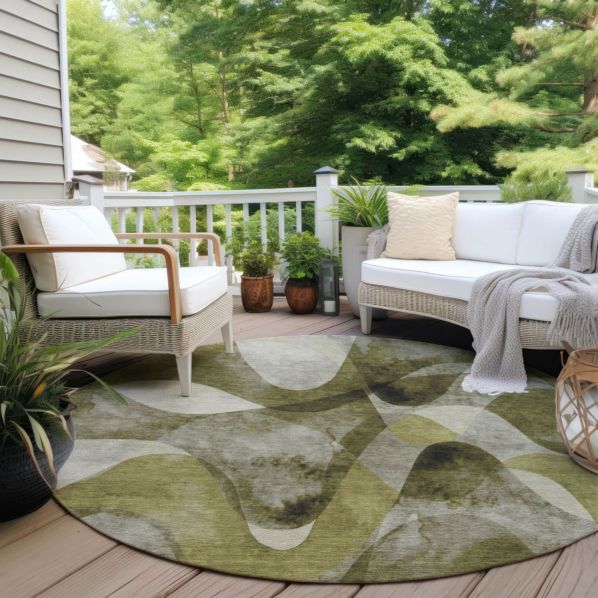 Machine Made ACN536 Olive Green Rugs