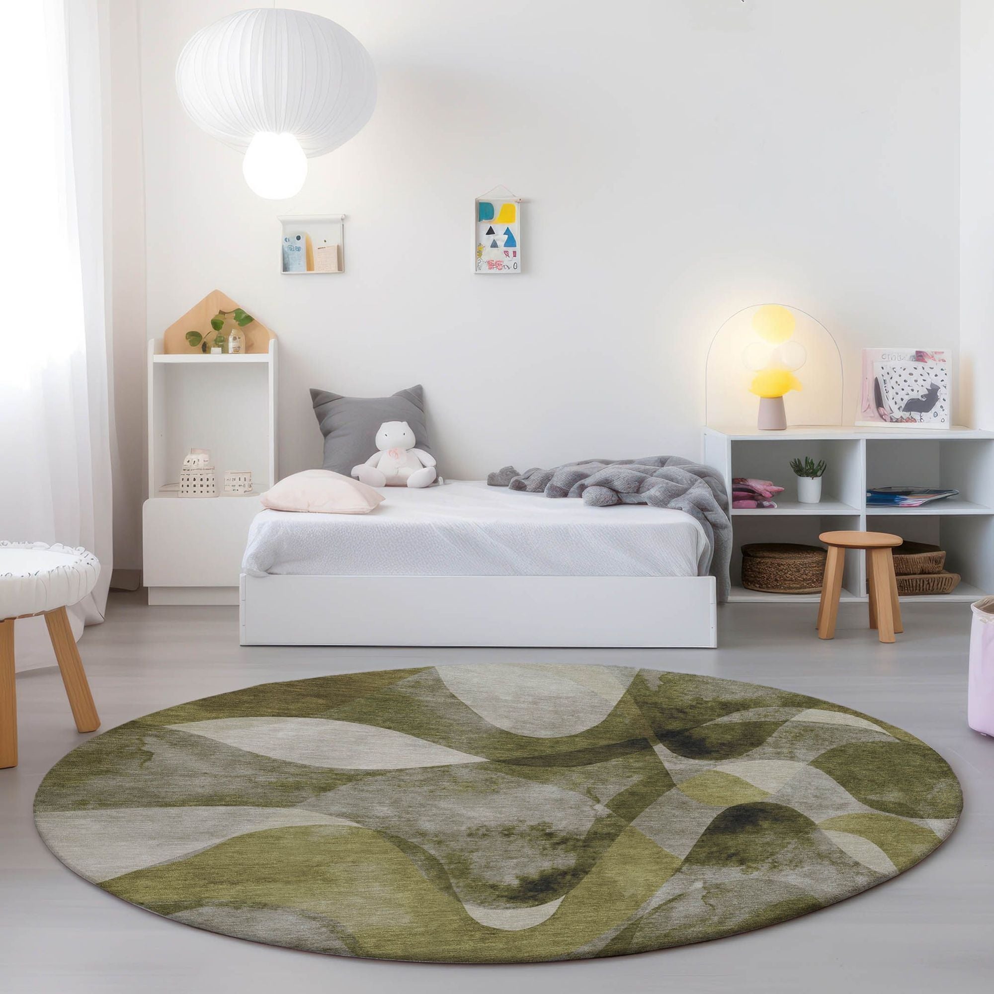Machine Made ACN536 Olive Green Rugs