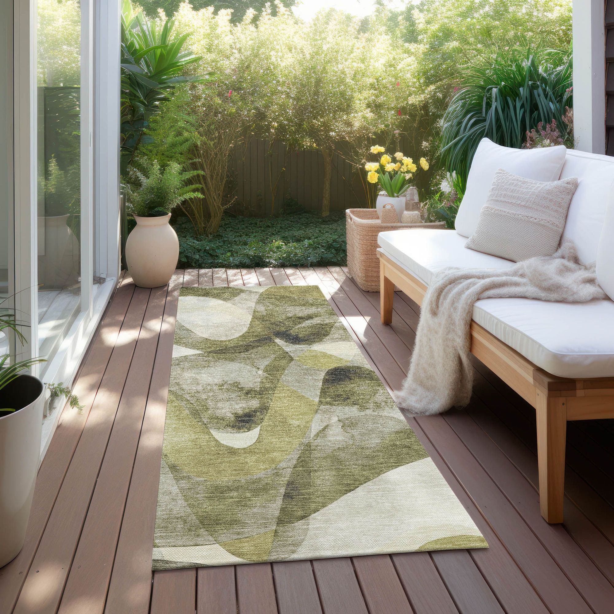 Machine Made ACN536 Olive Green Rugs