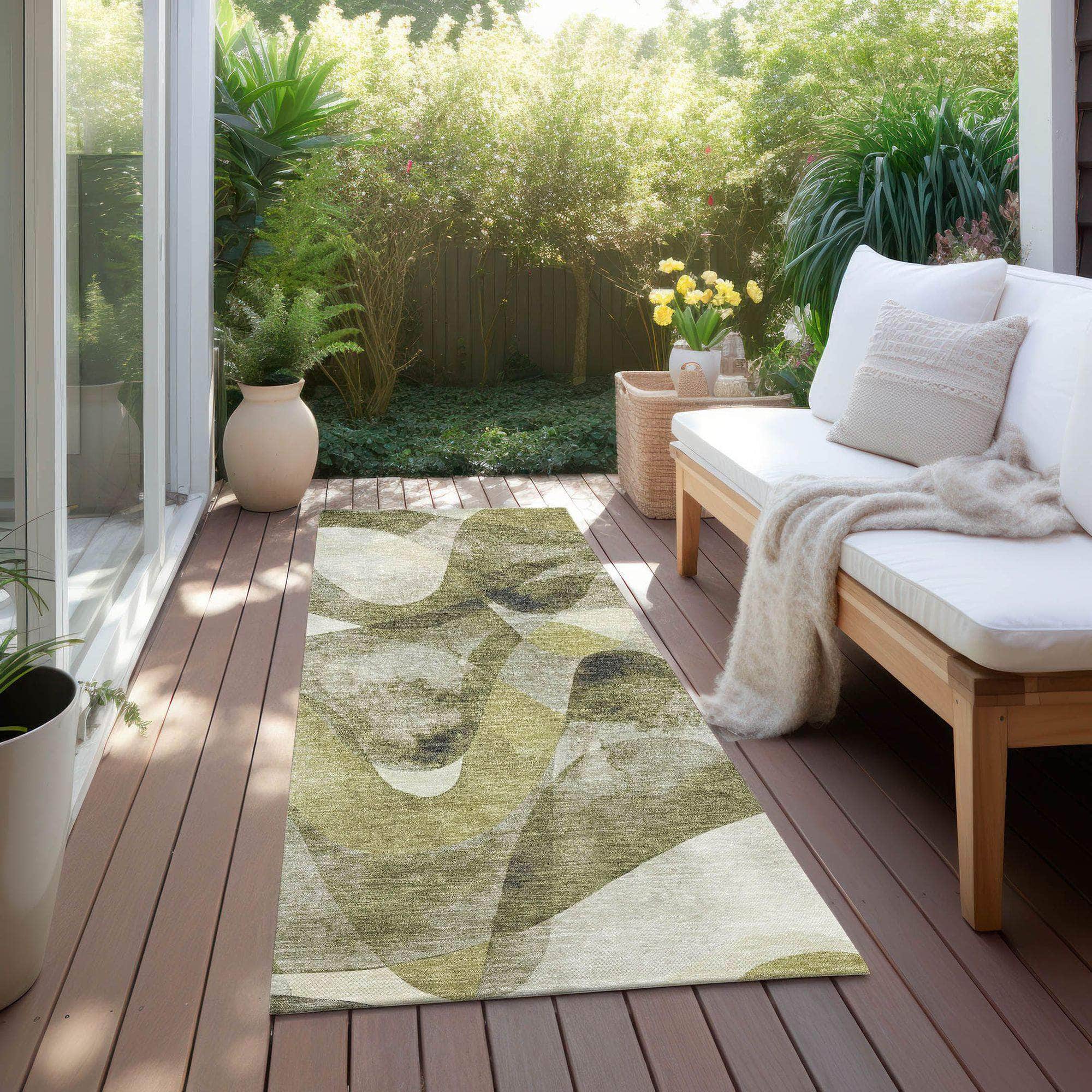 Machine Made ACN536 Olive Green Rugs