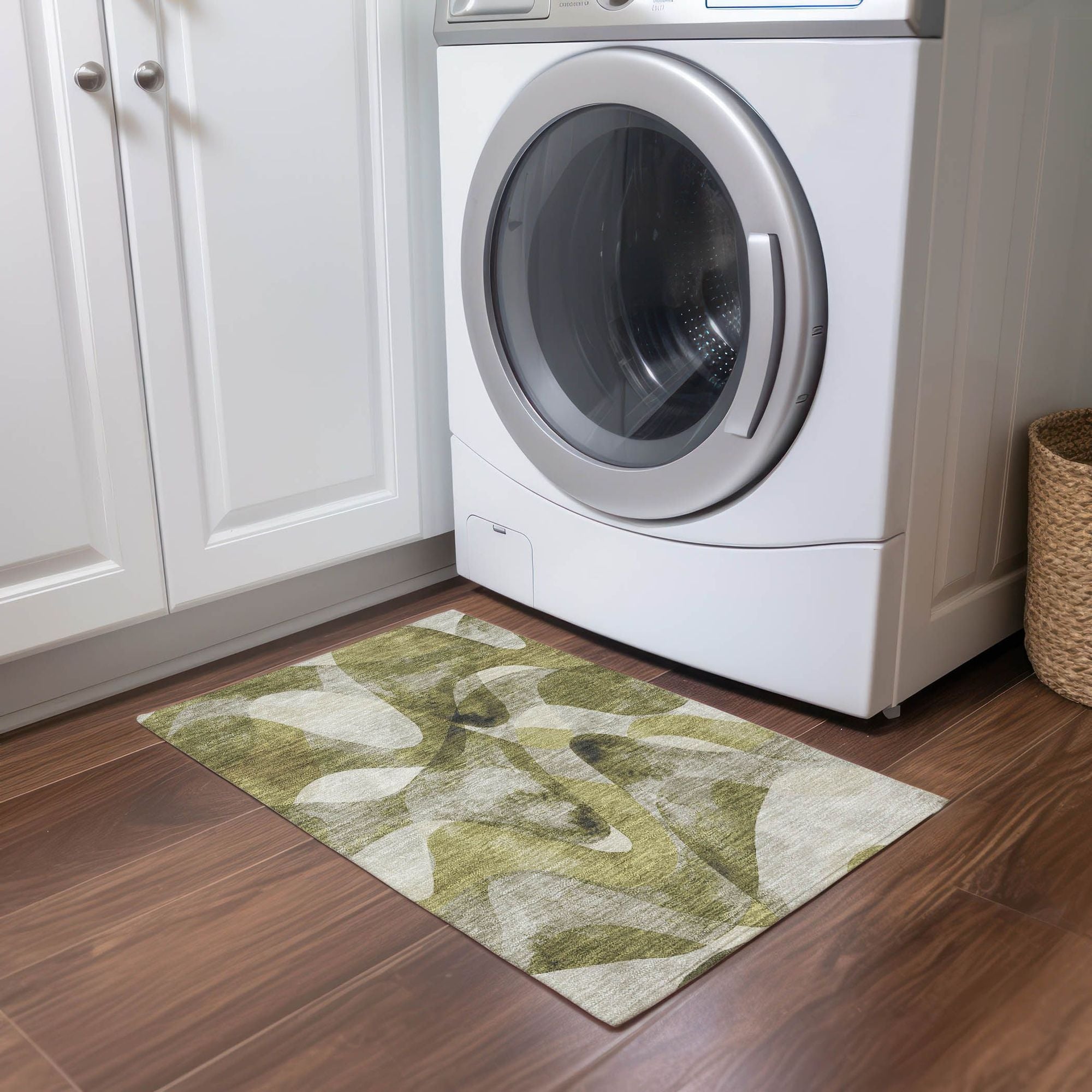 Machine Made ACN536 Olive Green Rugs