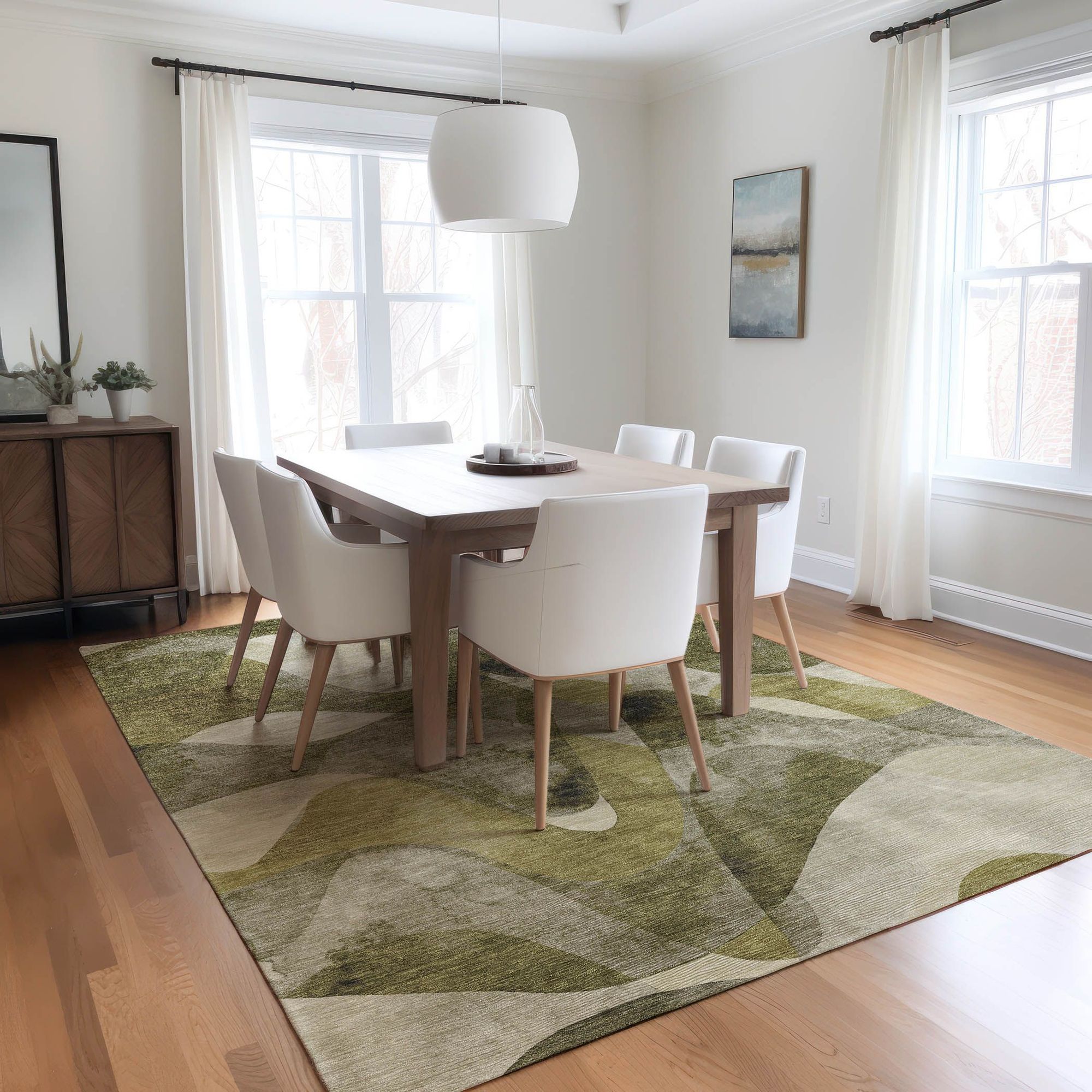 Machine Made ACN536 Olive Green Rugs