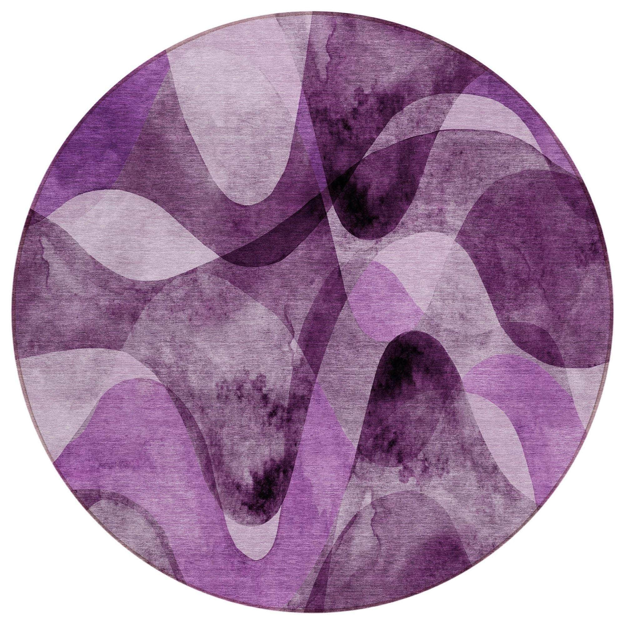 Machine Washable Purple Rug - Indoor / Outdoor - Kids / Pet Friendly Abstract Print Rug