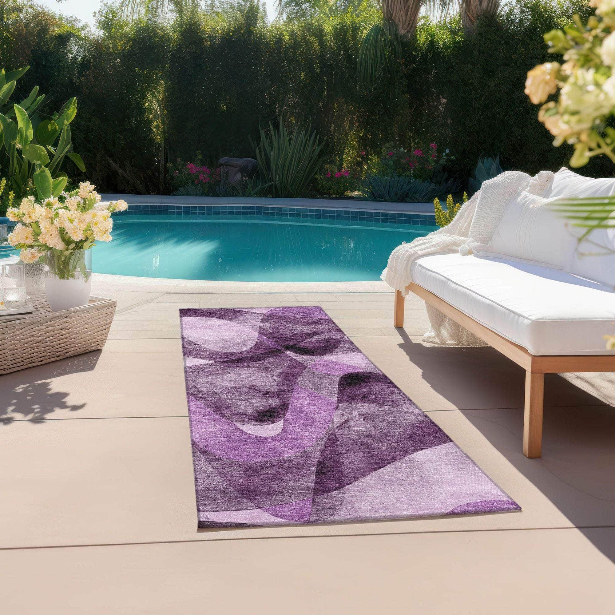Machine Made ACN536 Purple Rugs
