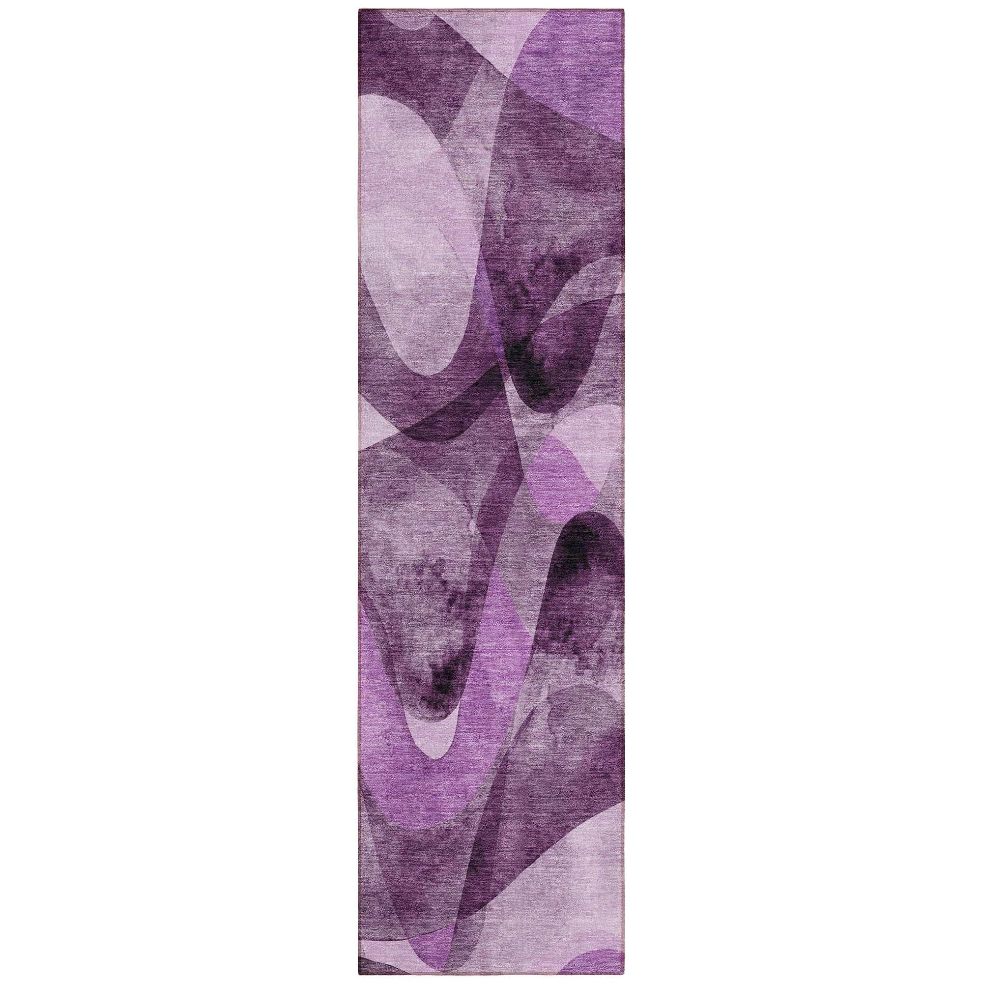 Machine Washable Purple Rug - Indoor / Outdoor - Kids / Pet Friendly Abstract Print Rug