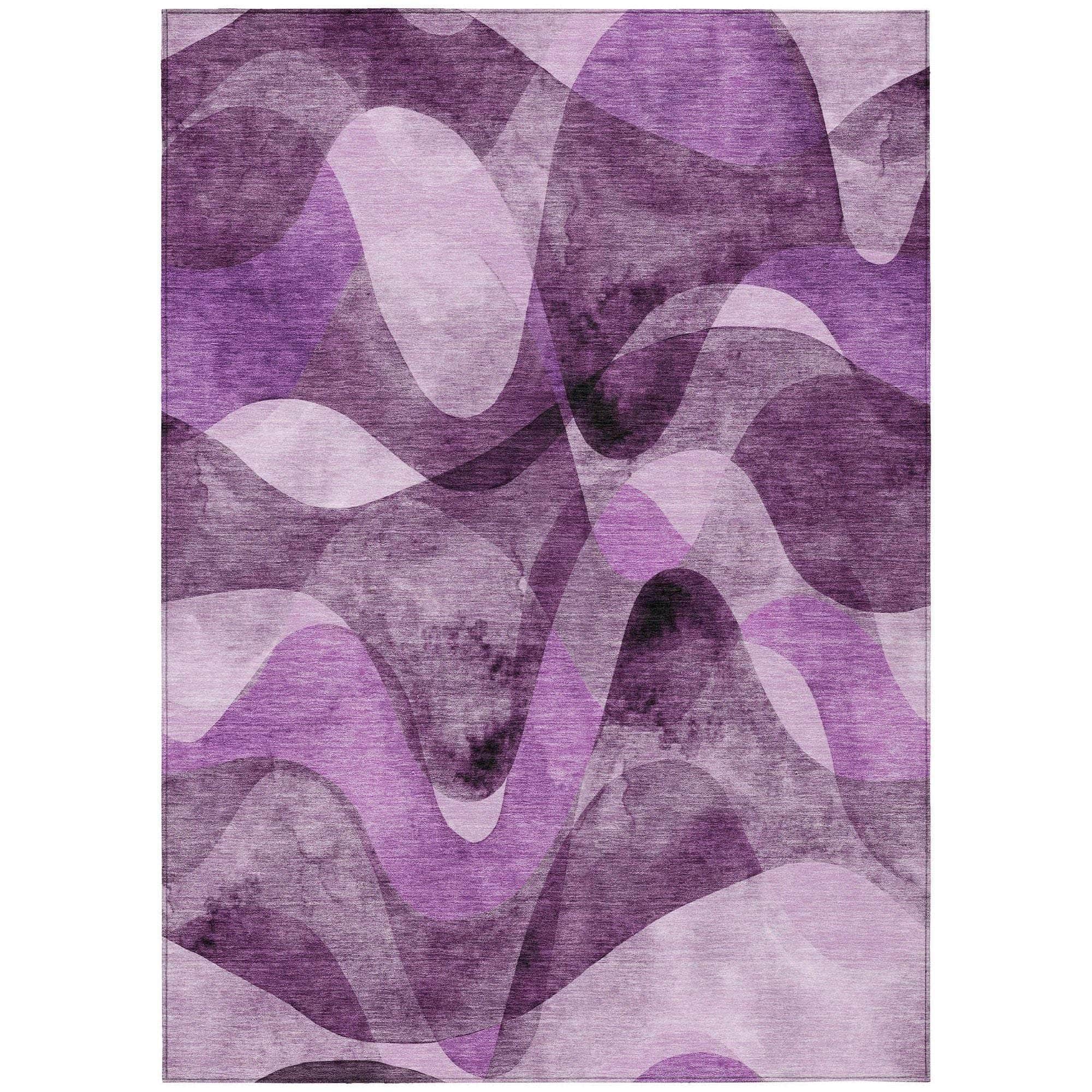 Machine Washable Purple Rug - Indoor / Outdoor - Kids / Pet Friendly Abstract Print Rug