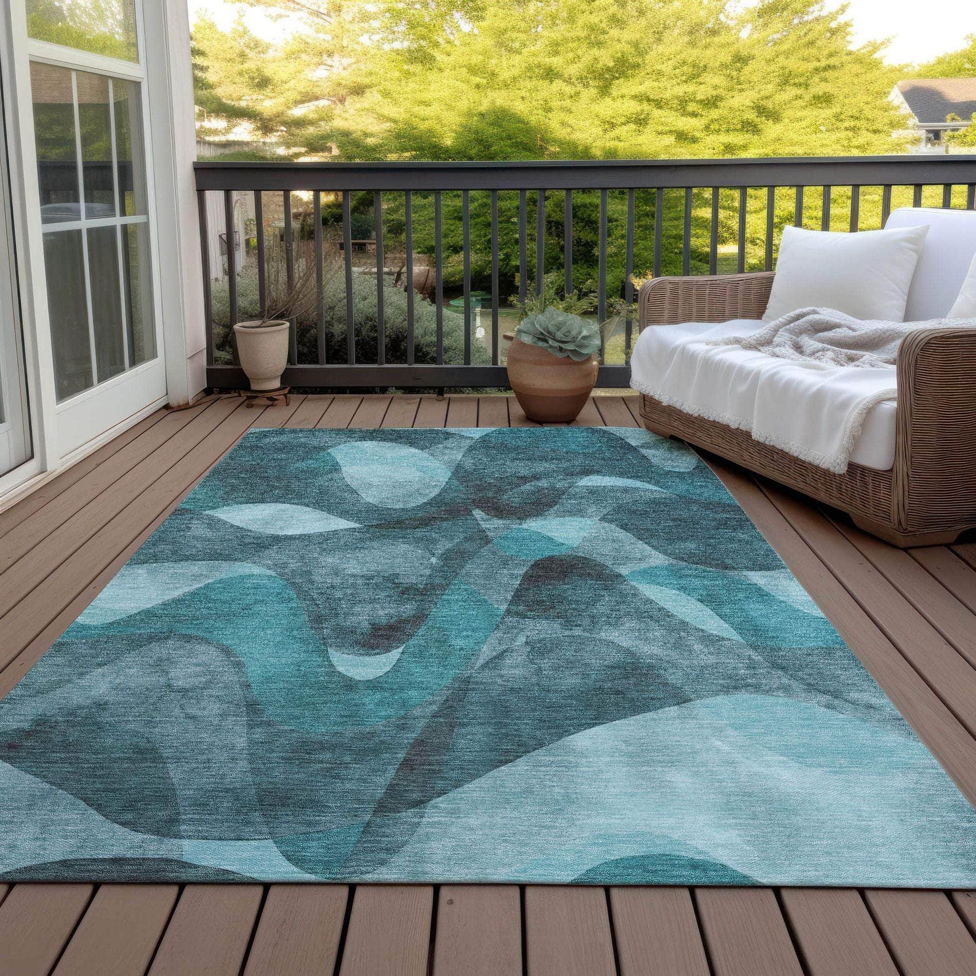Machine Made ACN536 Teal Rugs