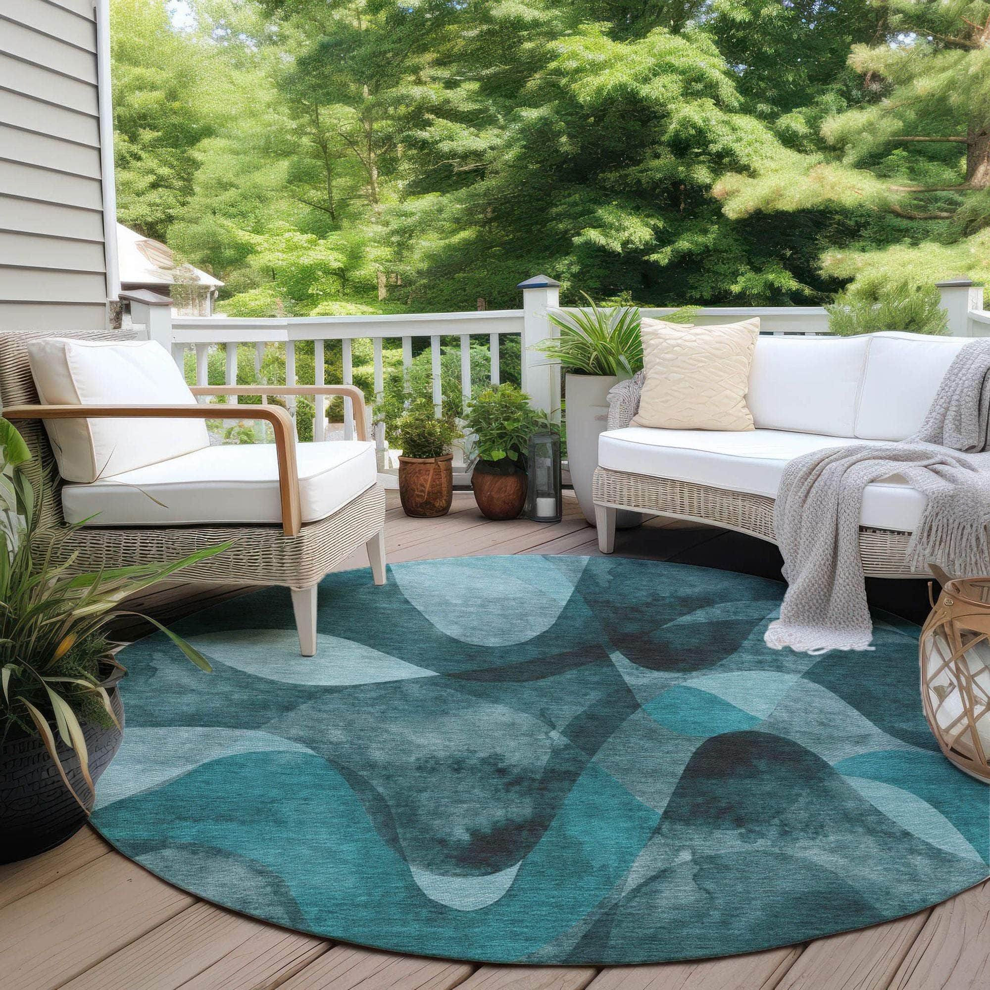 Machine Made ACN536 Teal Rugs