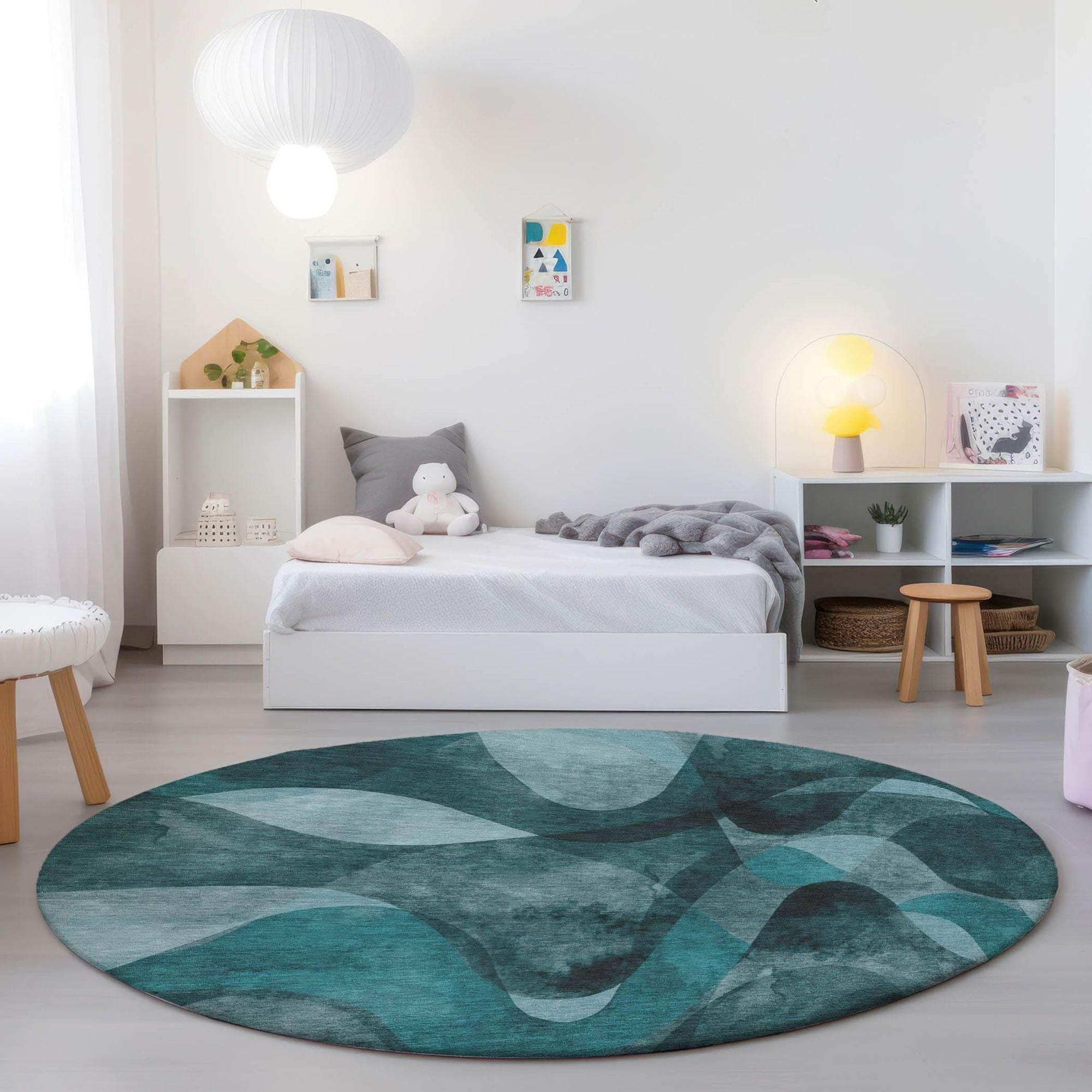 Machine Made ACN536 Teal Rugs