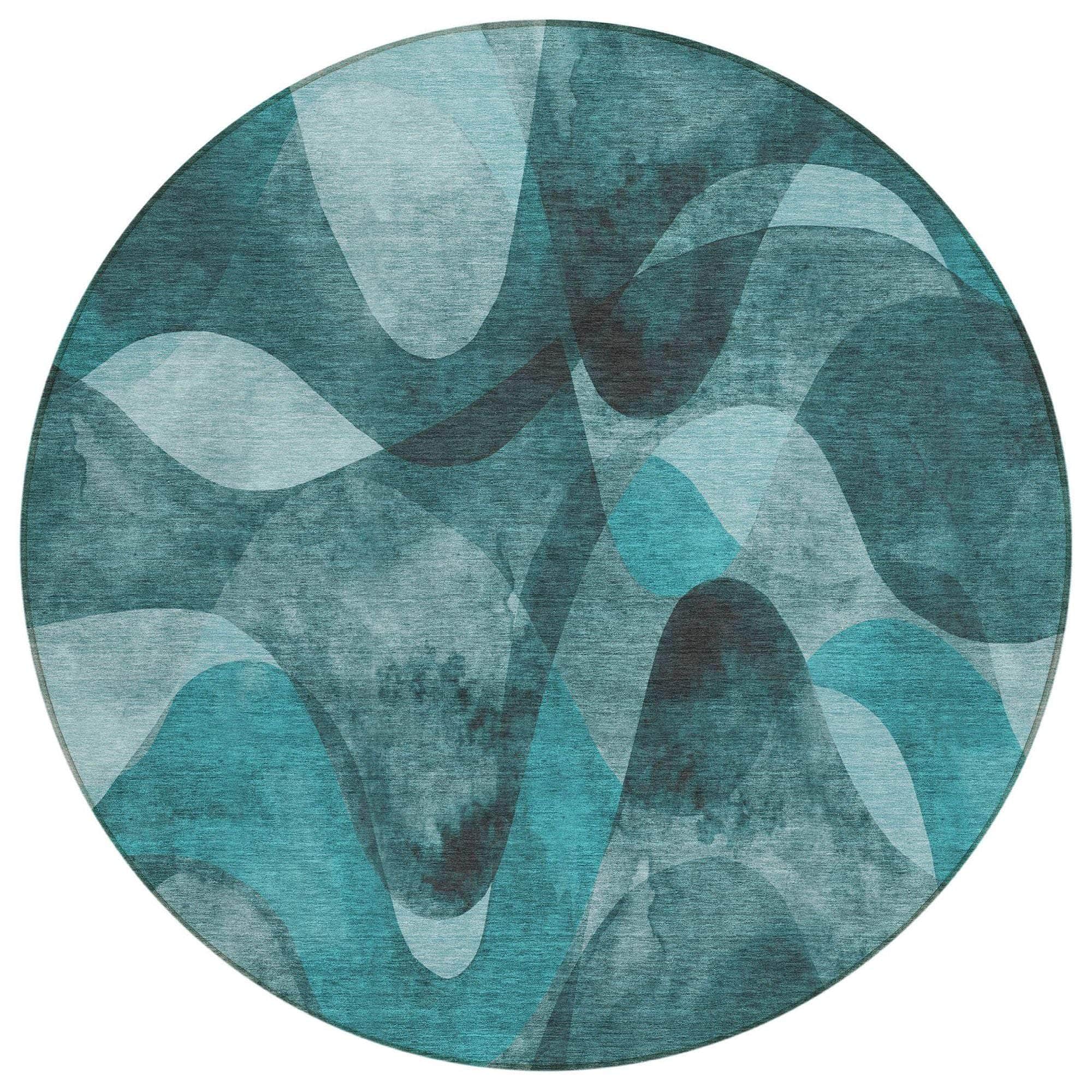Machine Washable Teal Rug - Indoor / Outdoor - Kids / Pet Friendly Abstract Print Rug