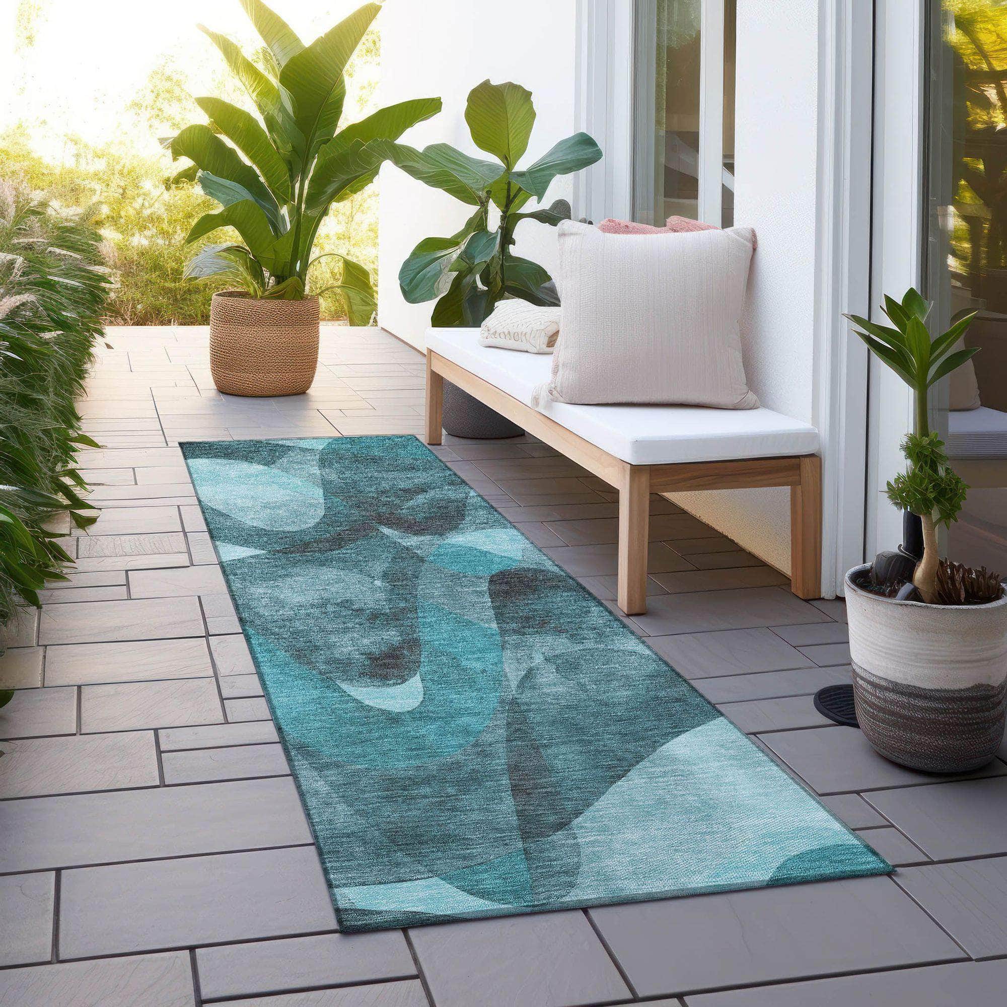 Machine Made ACN536 Teal Rugs