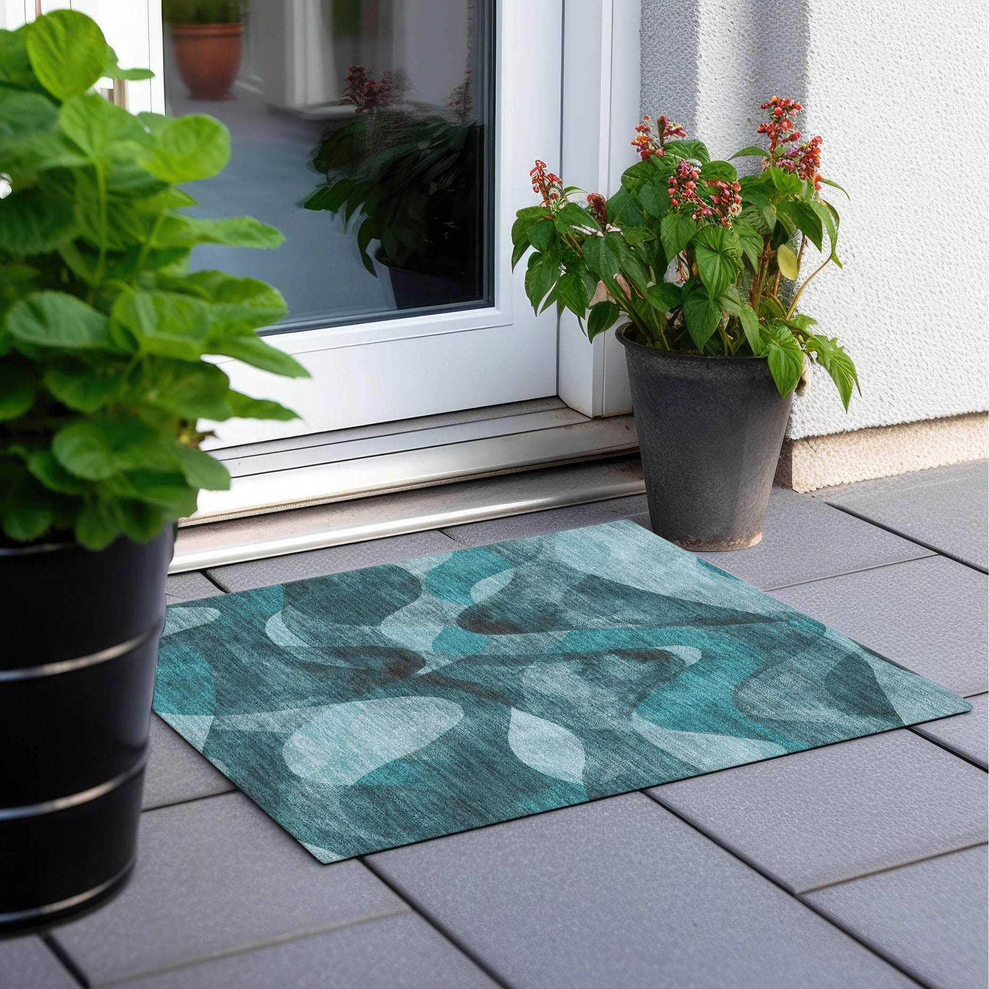 Machine Made ACN536 Teal Rugs