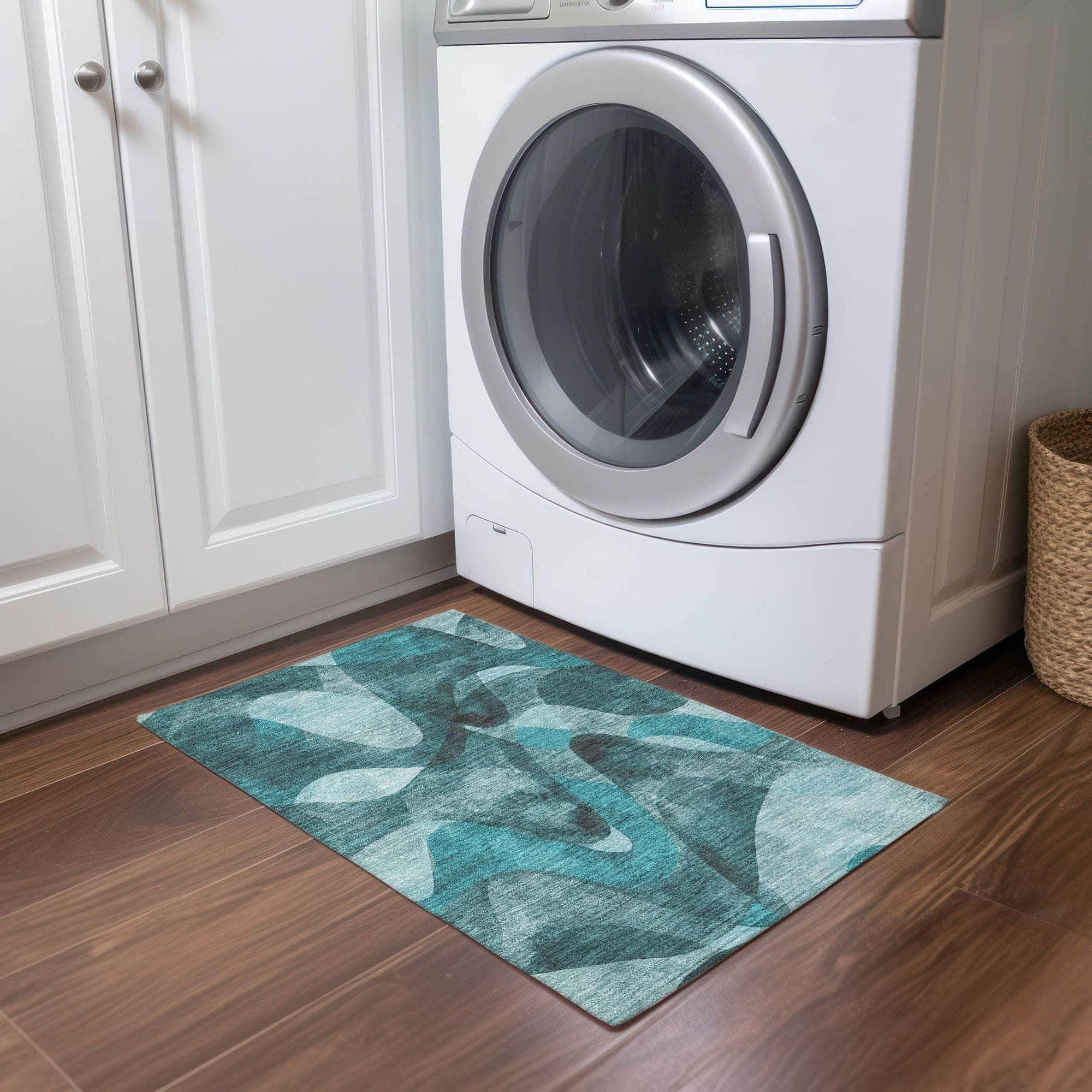 Machine Made ACN536 Teal Rugs