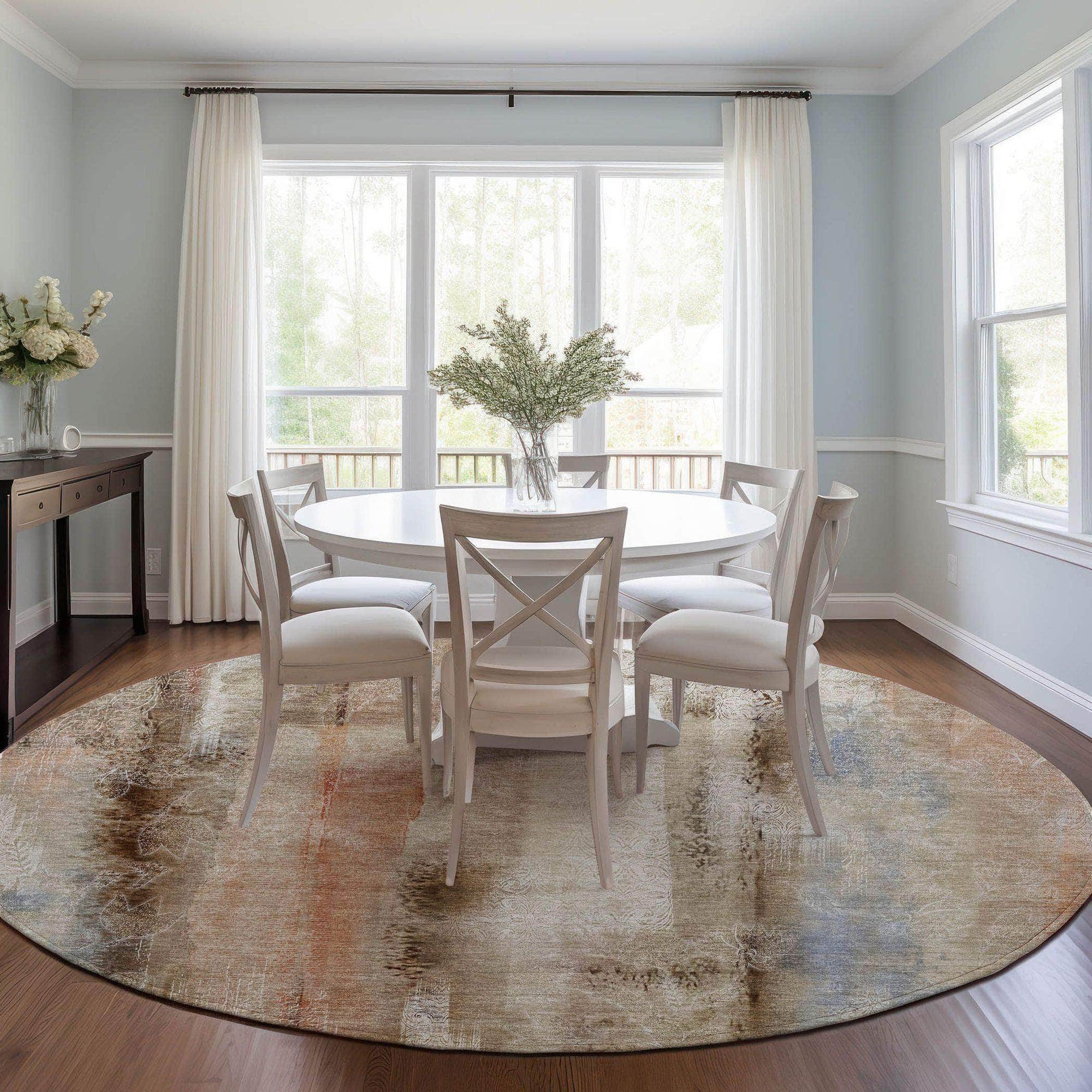 Machine Made ACN537 Beige Brown Rugs