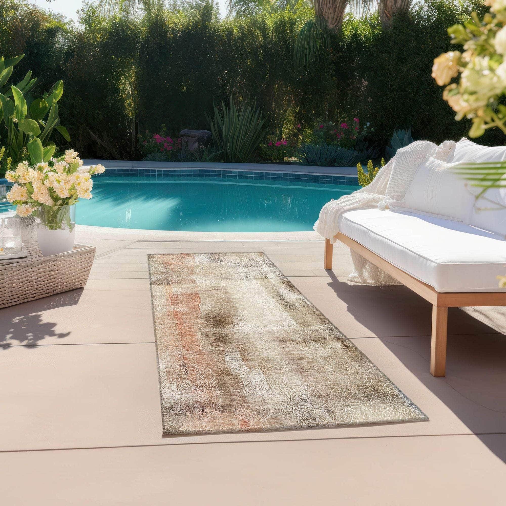 Machine Made ACN537 Beige Brown Rugs