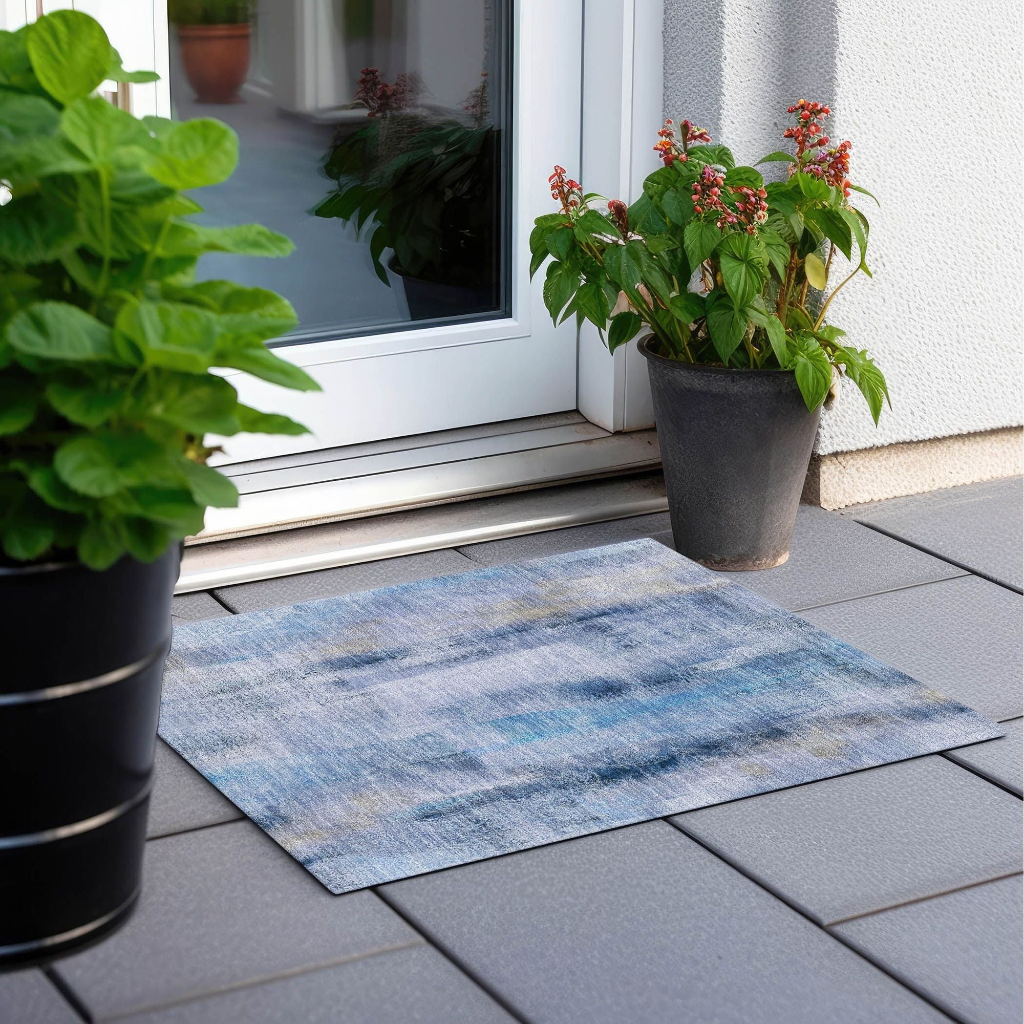 Machine Made ACN537 Blue Rugs