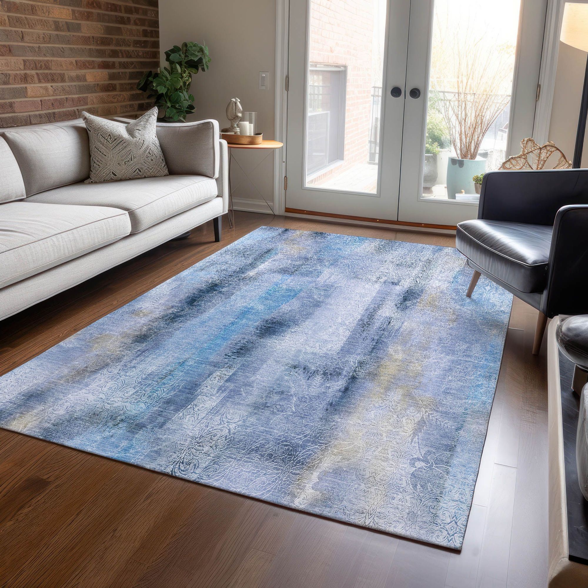 Machine Made ACN537 Blue Rugs