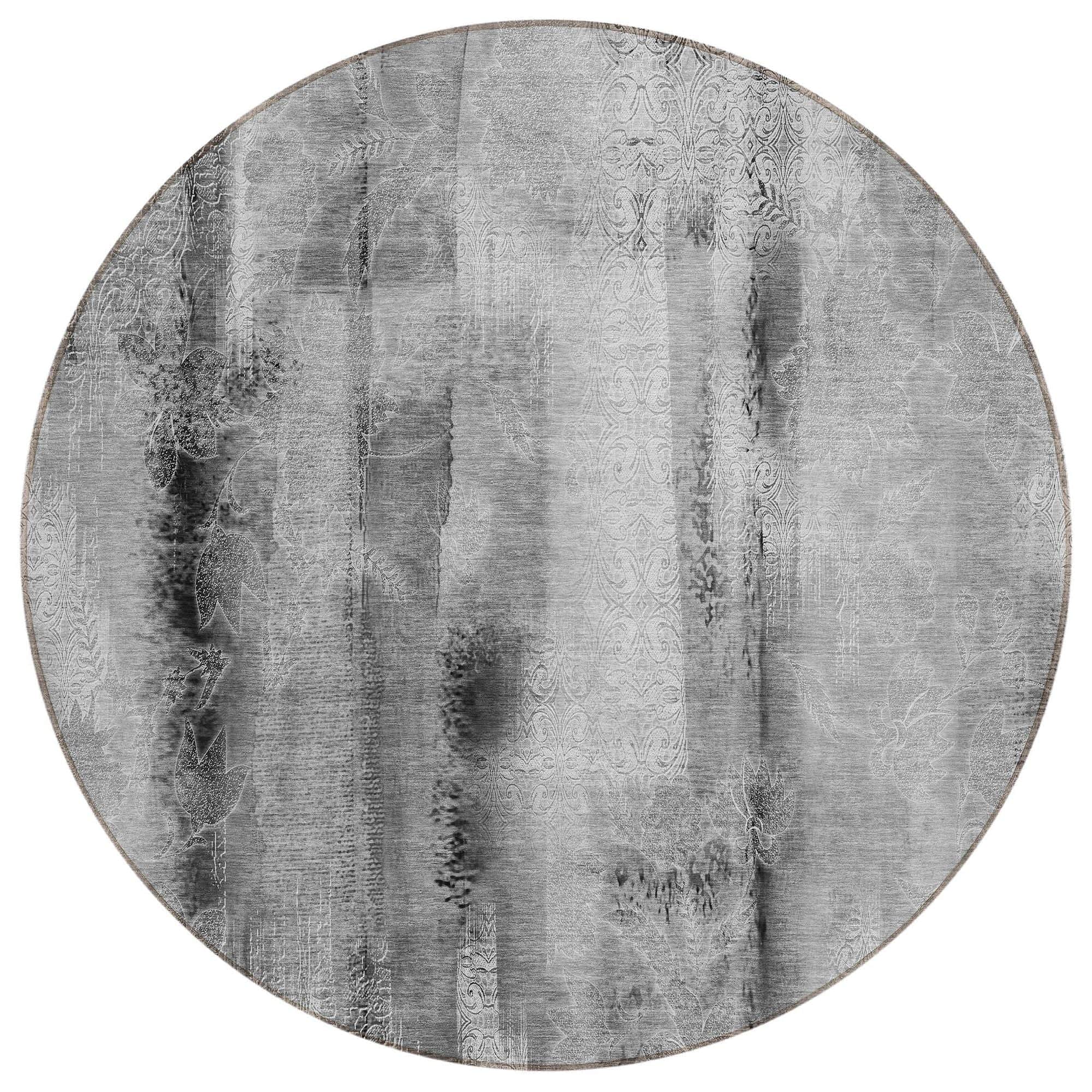 Machine Washable Gray Rug - Indoor / Outdoor - Kids / Pet Friendly Casual Print Rug