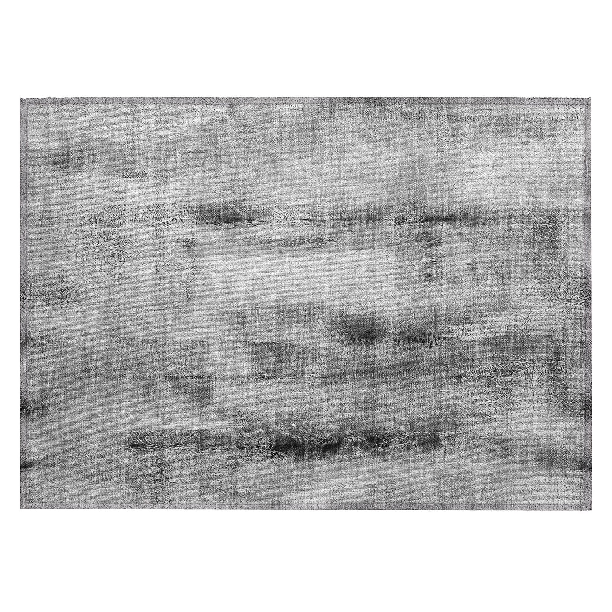 Machine Washable Gray Rug - Indoor / Outdoor - Kids / Pet Friendly Casual Print Rug