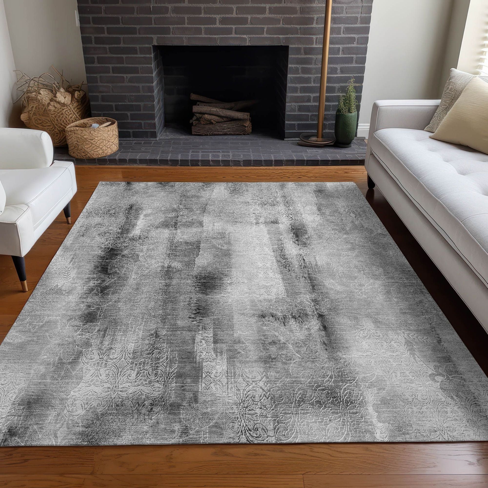 Machine Made ACN537 Gray Rugs