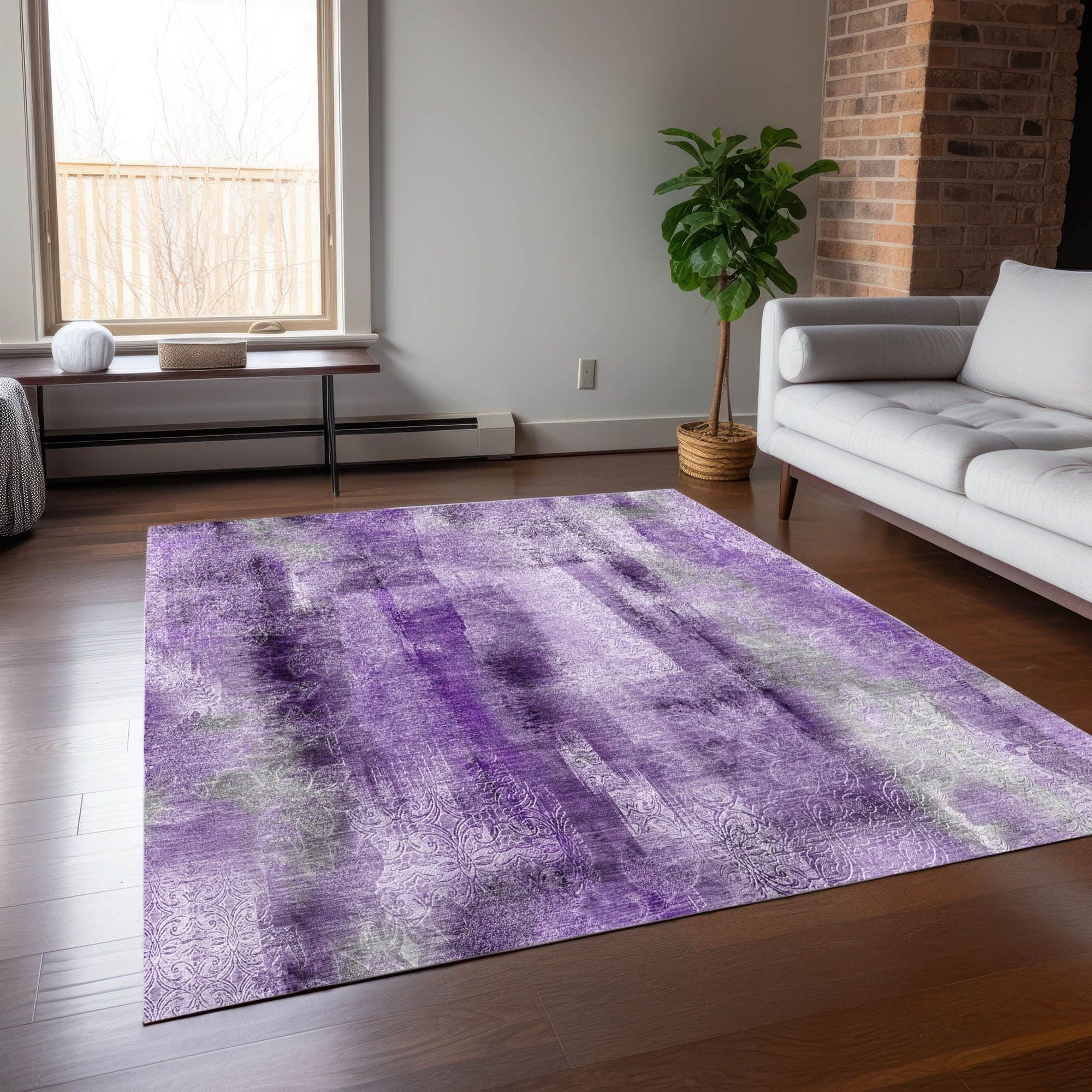 Machine Made ACN537 Purple Rugs