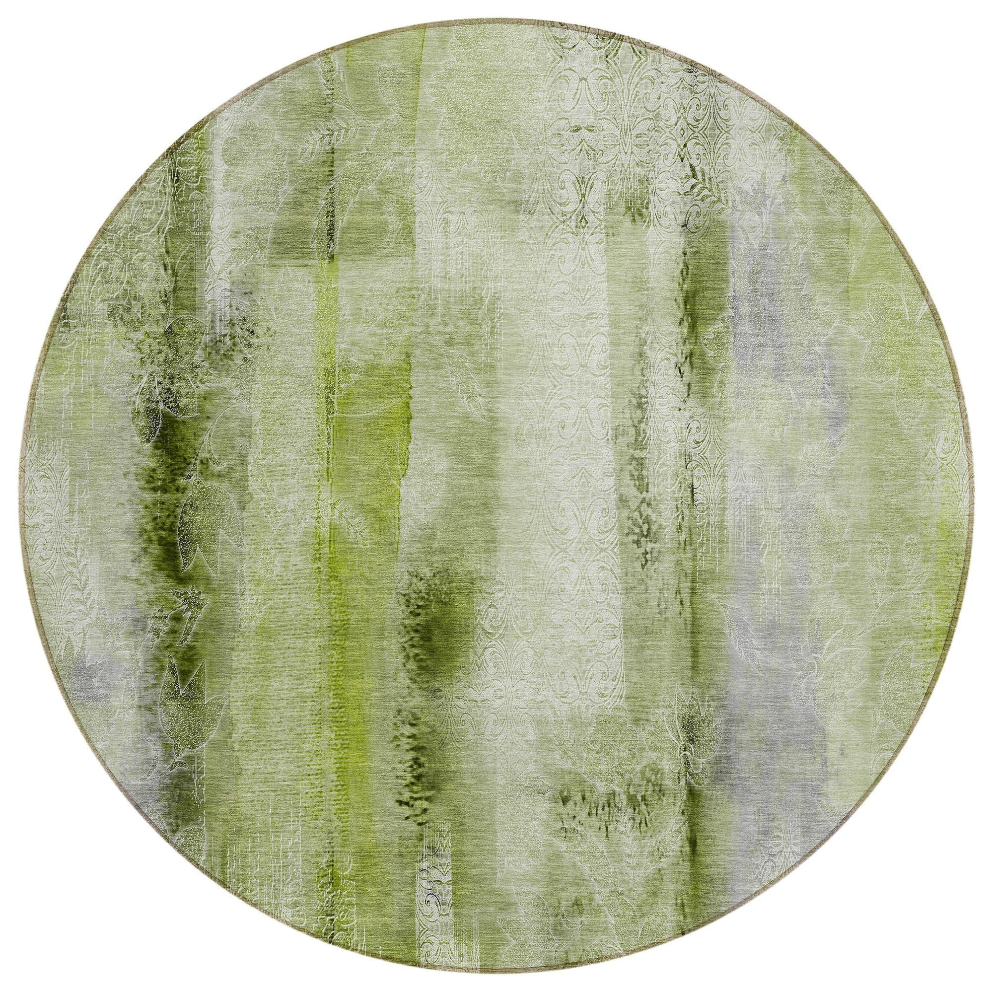 Machine Washable Sage Green Rug - Indoor / Outdoor - Kids / Pet Friendly Casual Print Rug