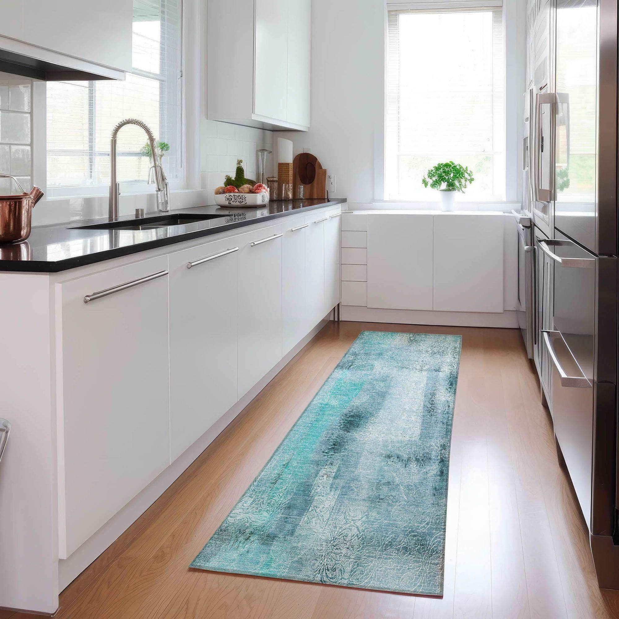 Machine Made ACN537 Teal Rugs