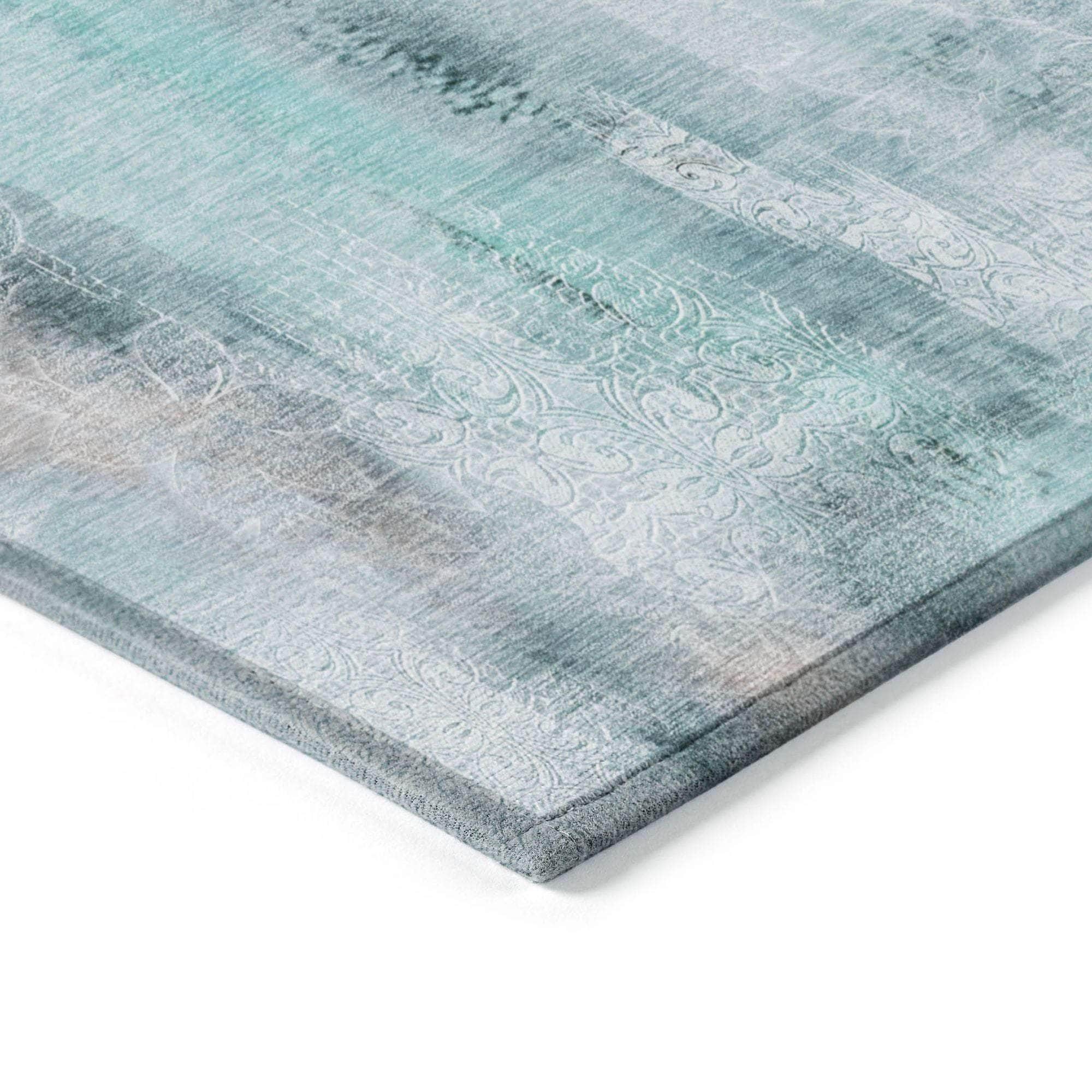 Machine Made ACN537 Teal Rugs