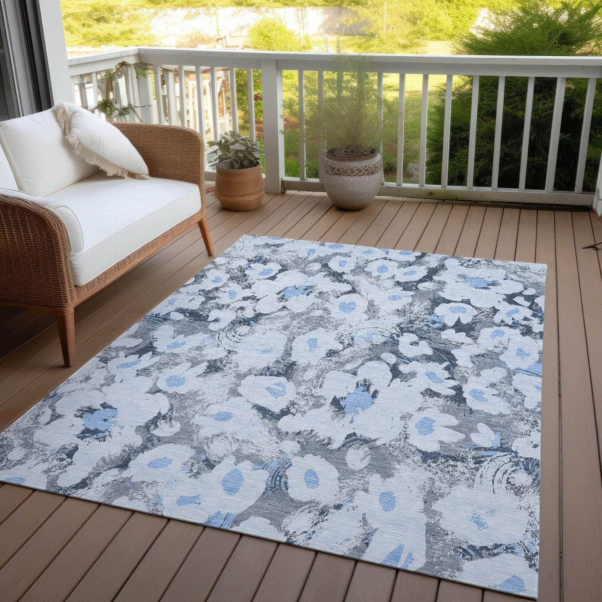 Machine Made ACN538 Denim Blue Rugs