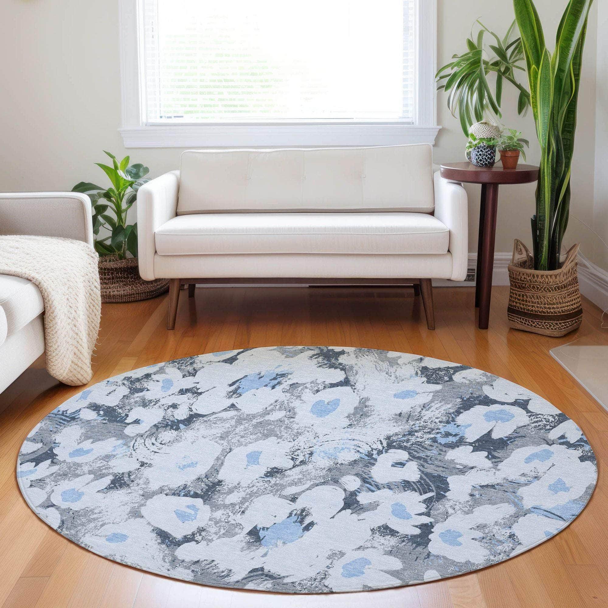 Machine Made ACN538 Denim Blue Rugs