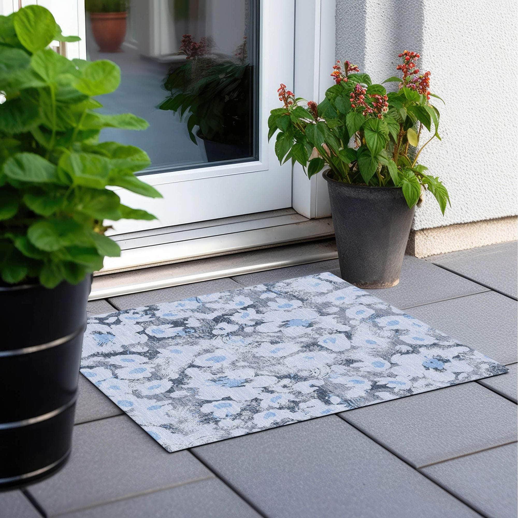 Machine Made ACN538 Denim Blue Rugs