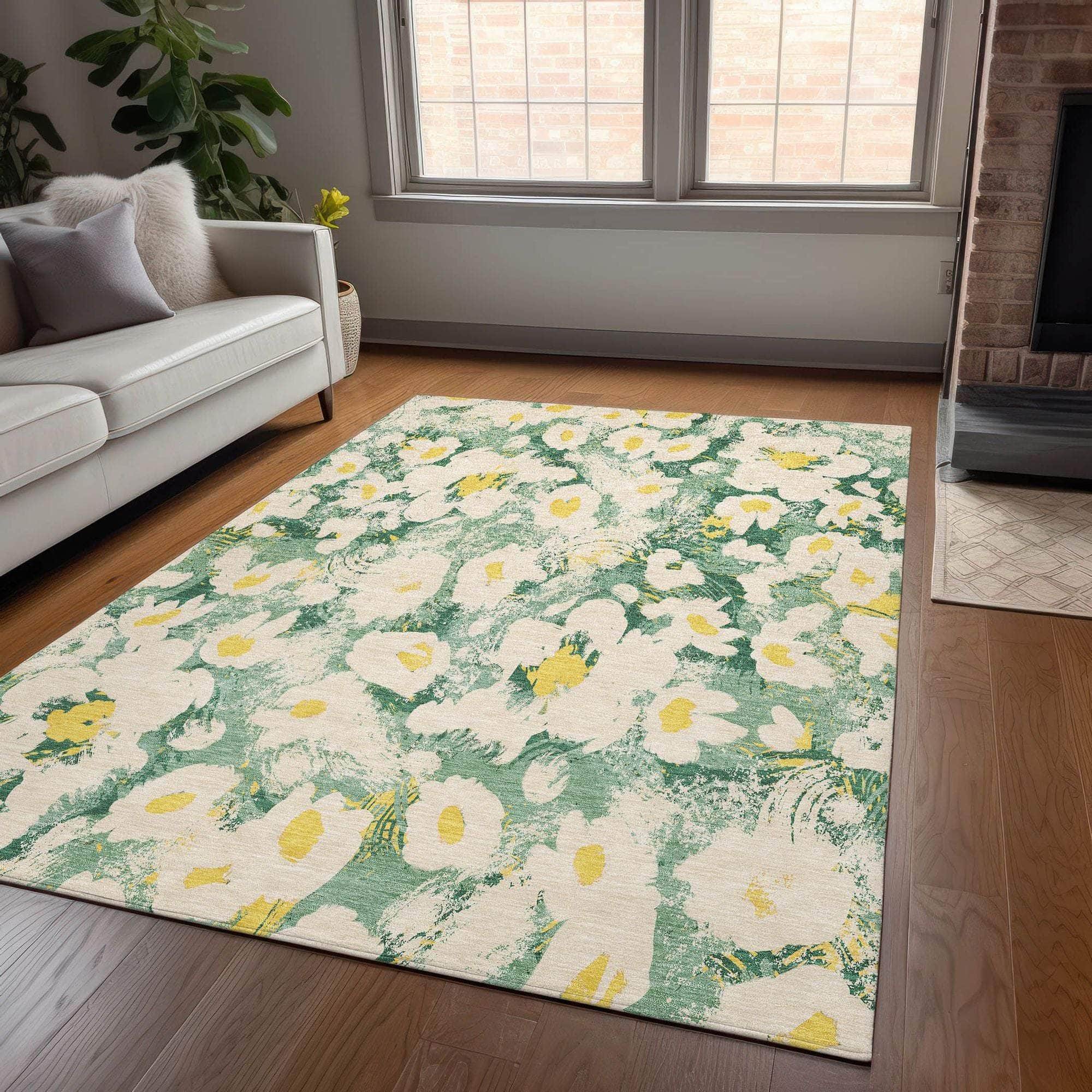 Machine Made ACN538 Green Rugs