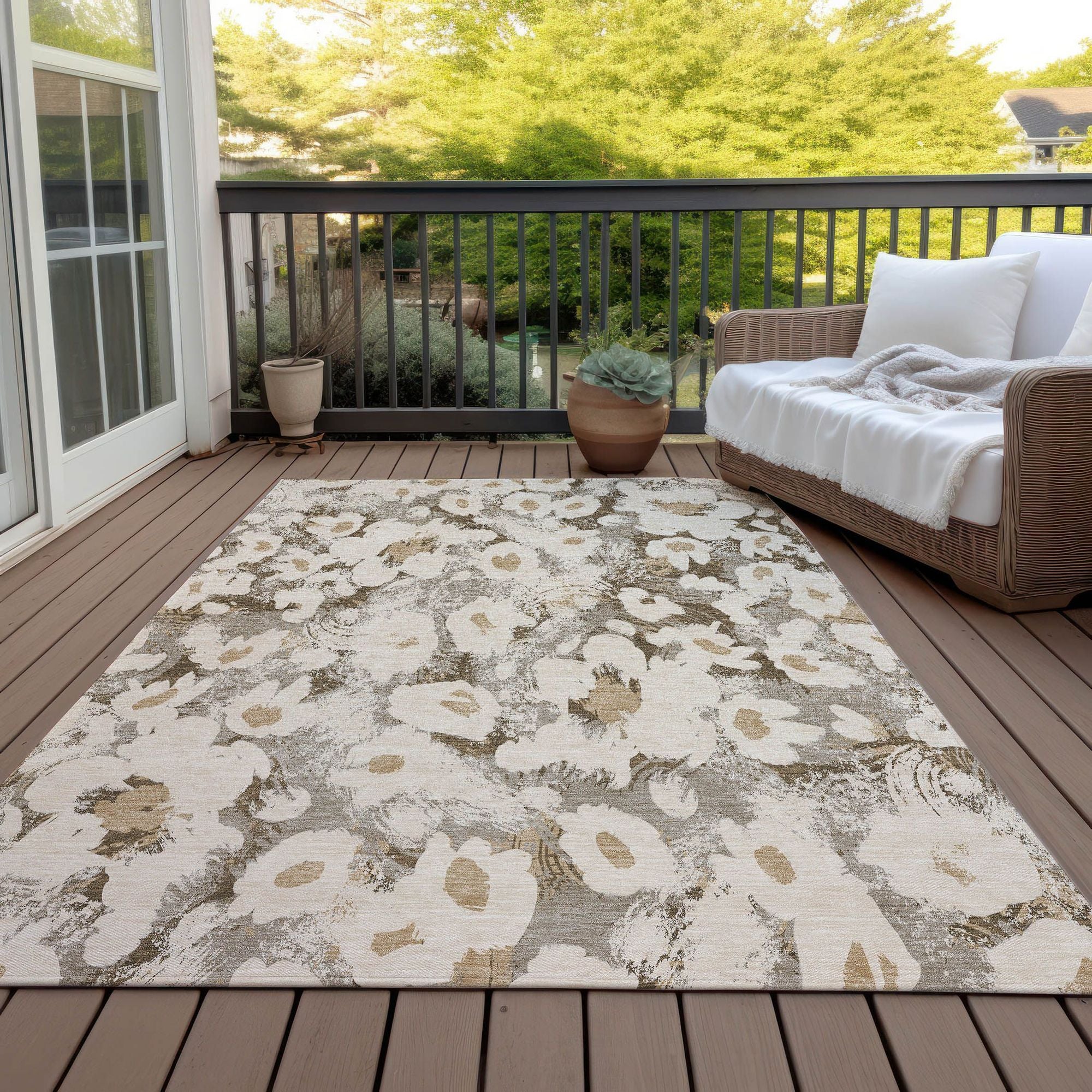 Machine Made ACN538 Khaki Brown Rugs