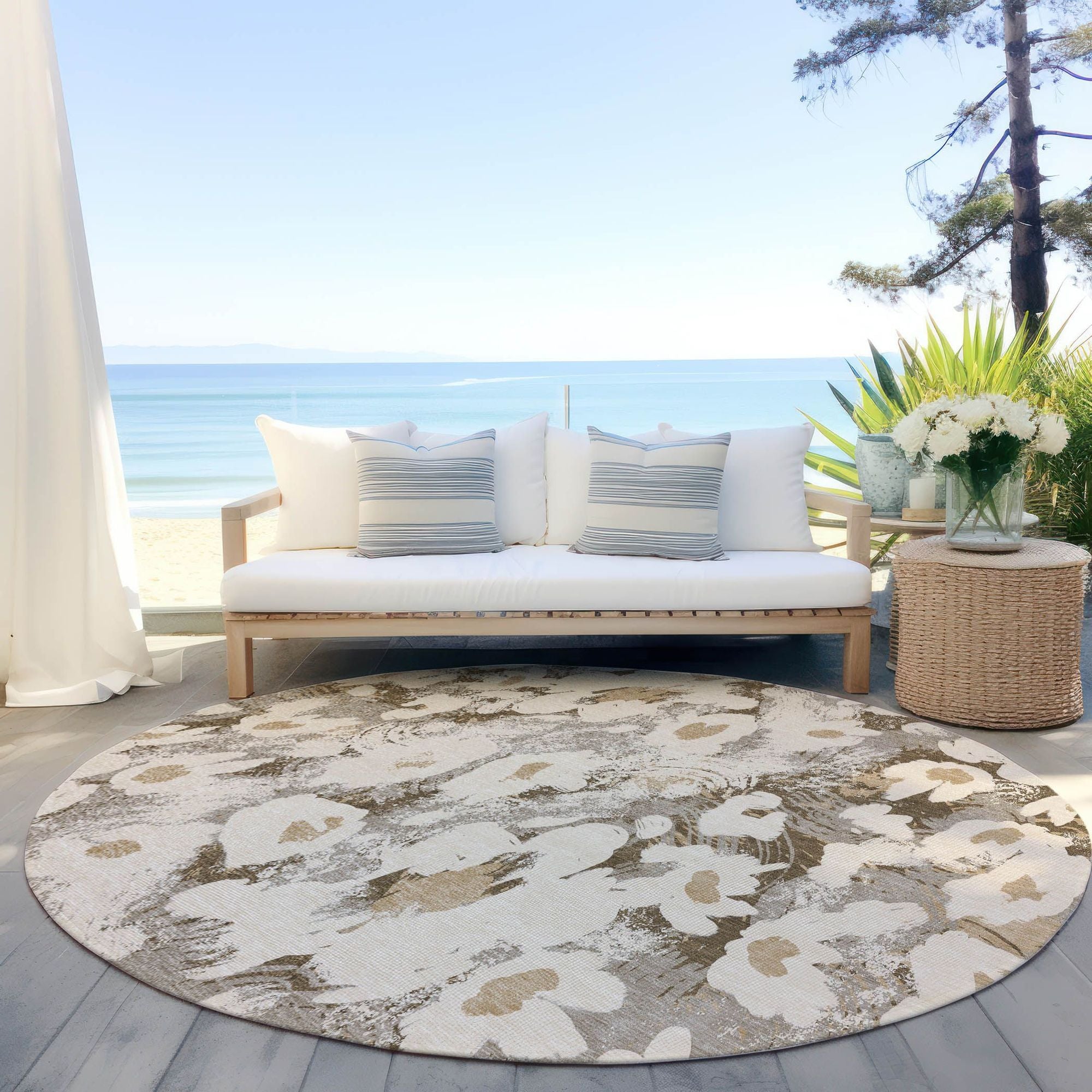 Machine Made ACN538 Khaki Brown Rugs