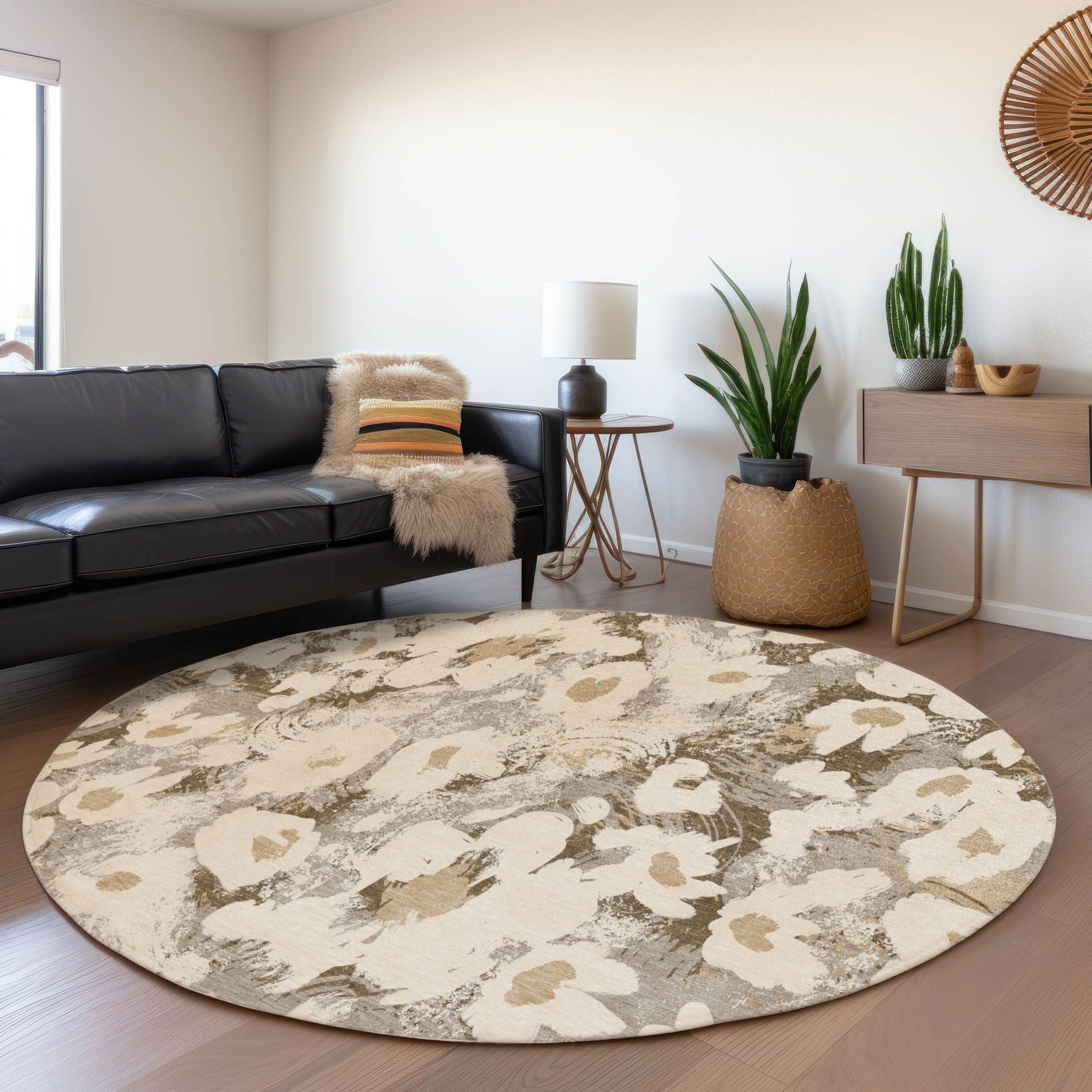 Machine Made ACN538 Khaki Brown Rugs