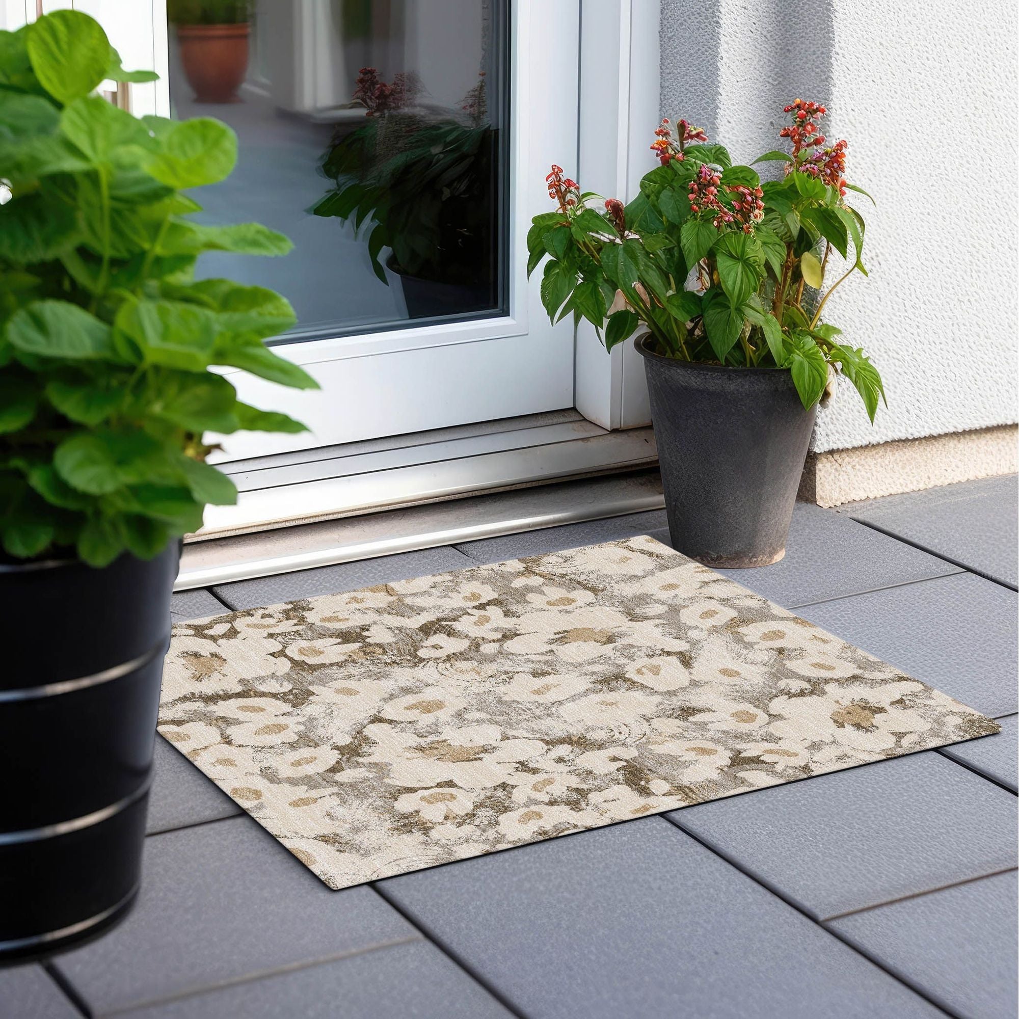 Machine Made ACN538 Khaki Brown Rugs