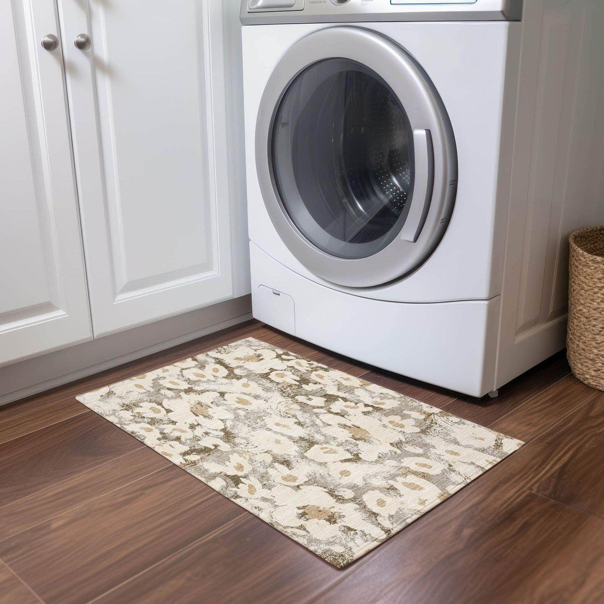 Machine Made ACN538 Khaki Brown Rugs