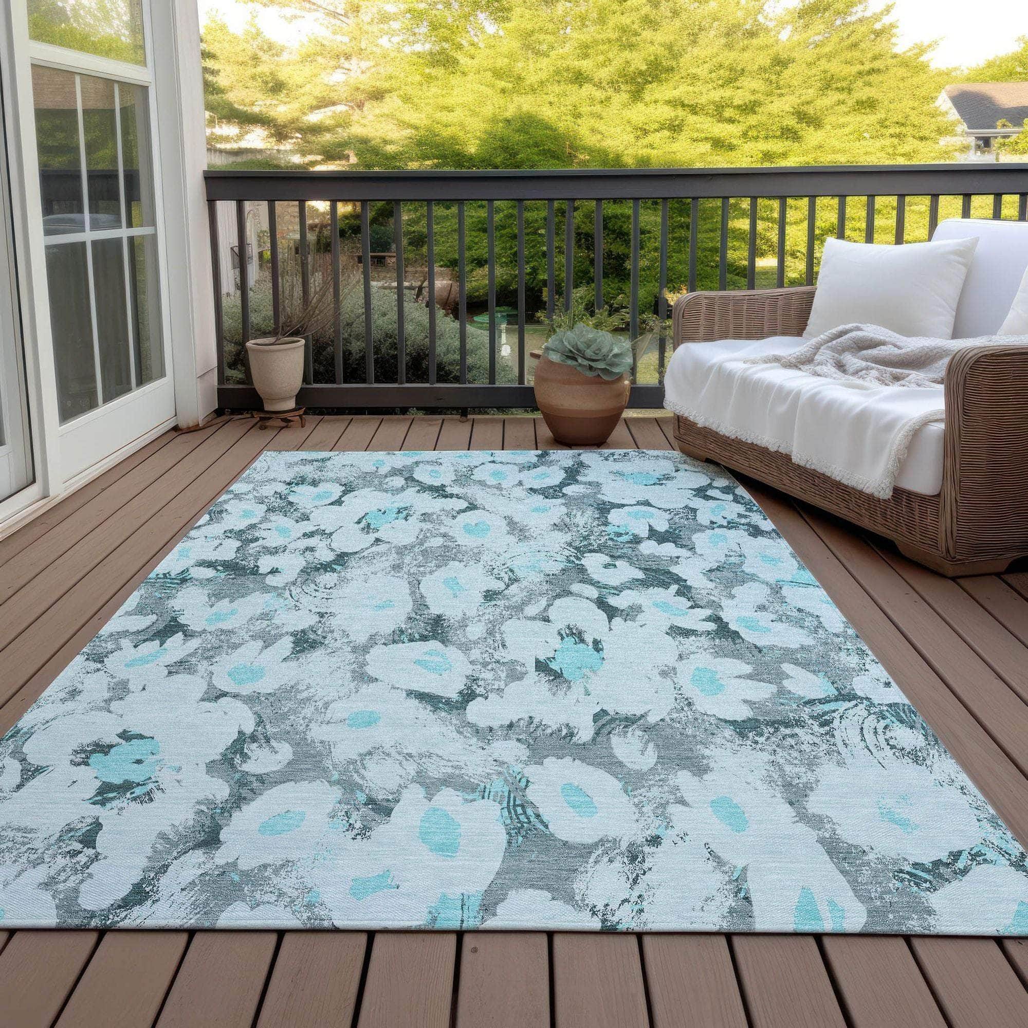 Machine Made ACN538 Teal Rugs