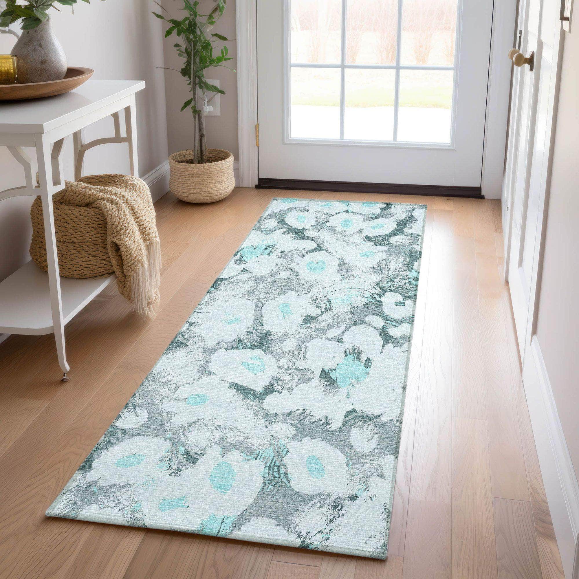 Machine Made ACN538 Teal Rugs