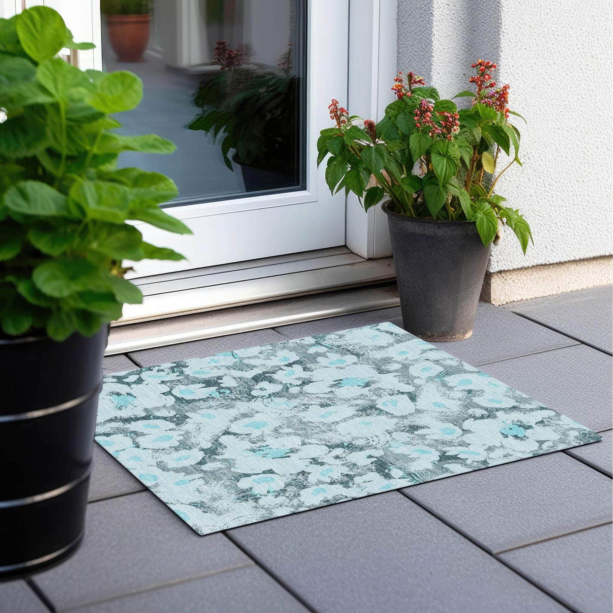 Machine Made ACN538 Teal Rugs