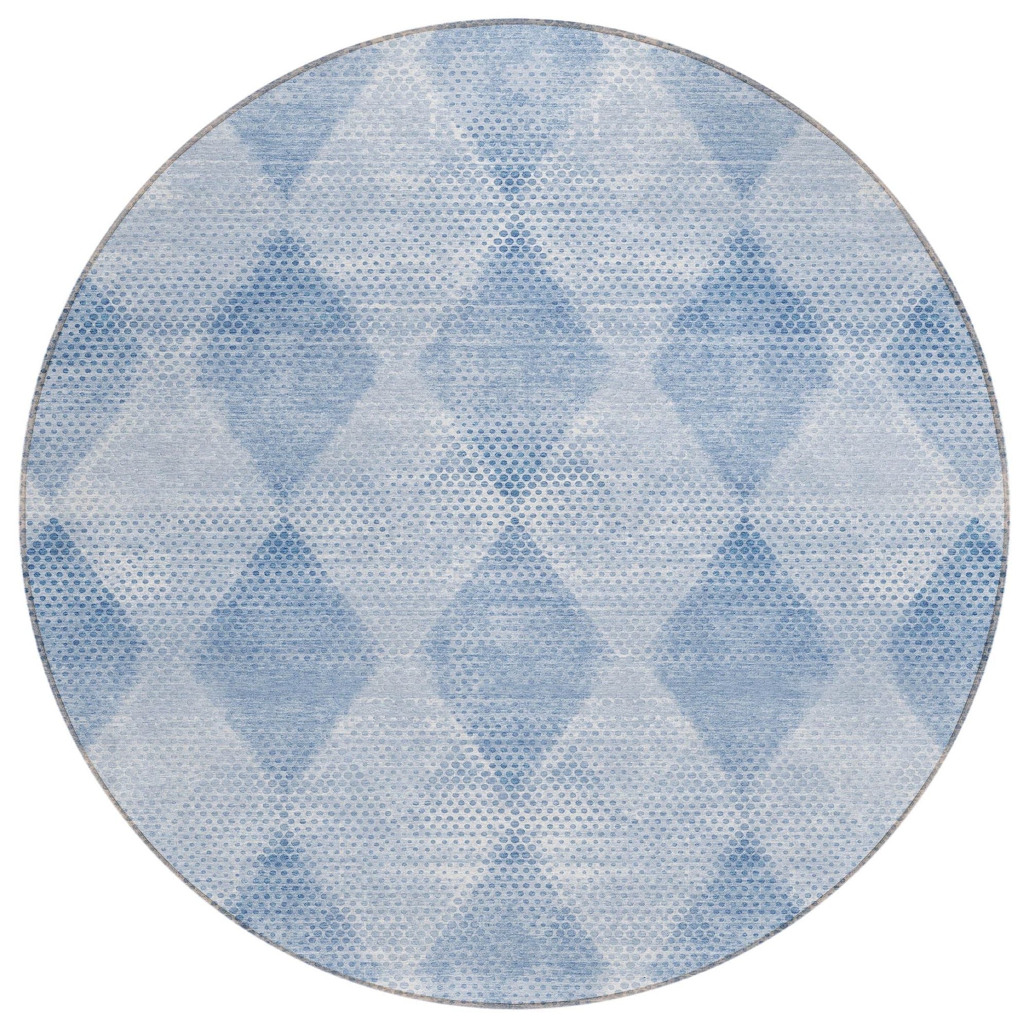 Machine Washable Blue Rug - Indoor / Outdoor - Kids / Pet Friendly Geometric Print Rug